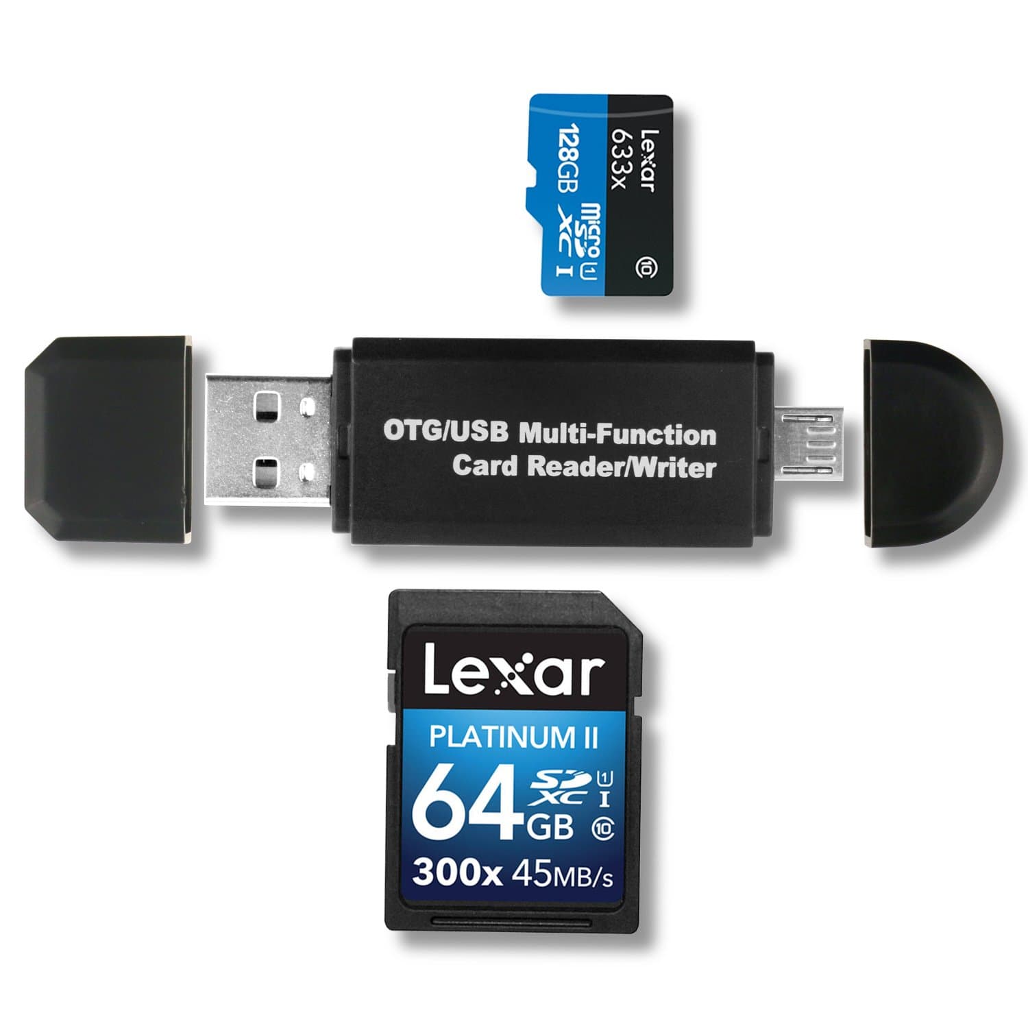 SD Card Reader Adapter, 3 in 1 with Lightning/Micro USB/USB Support IOS 9 ;Computer Memory Card Reader for iPhone/iPad/Mac/PC/OTG Android/Digital Cameras (black)