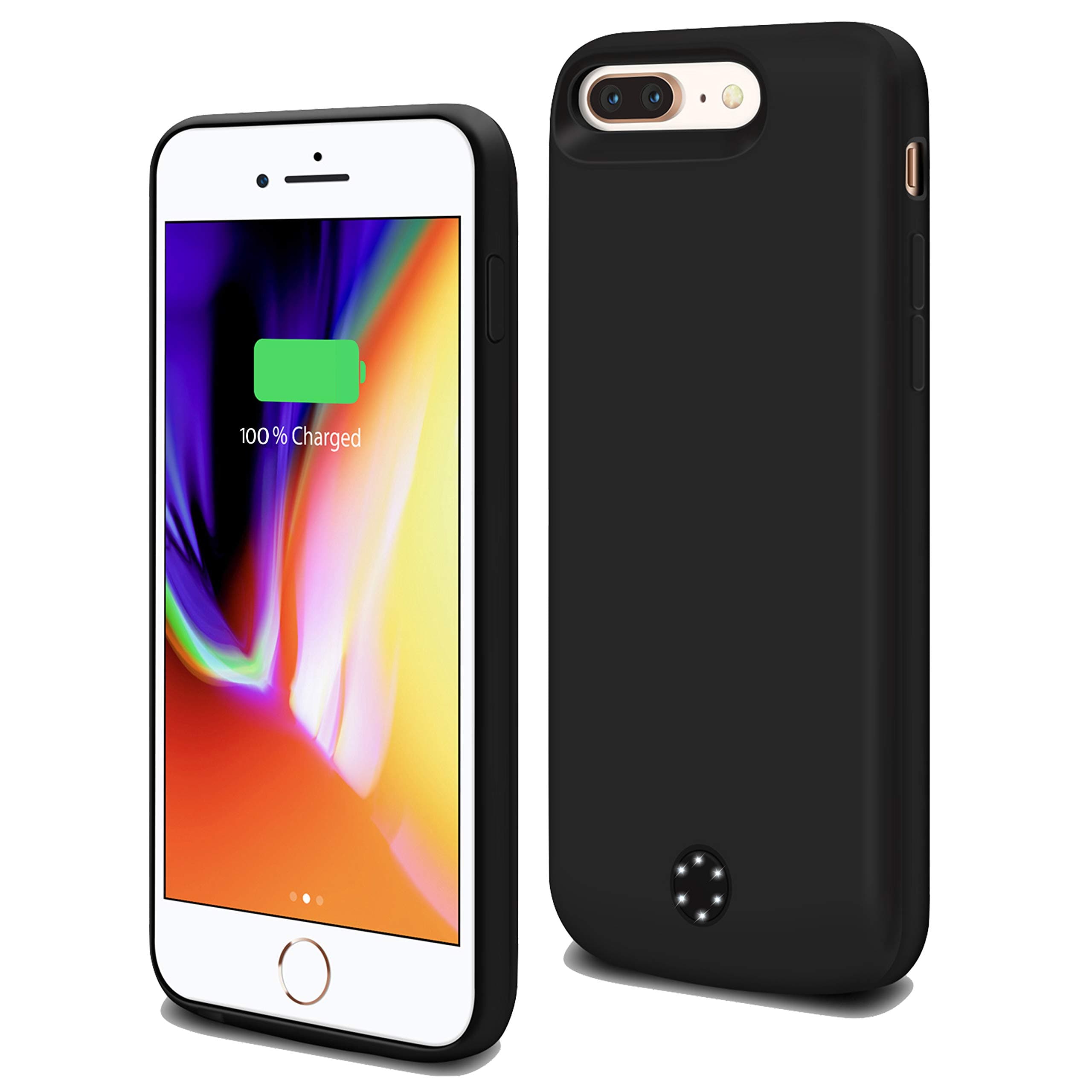 NRO Battery Case for iPhone 7 Plus / 8 Plus (5.5”) 7200mAh Portable Case Charger with Tempered Glass Screen Protector + Metal Ring Stand