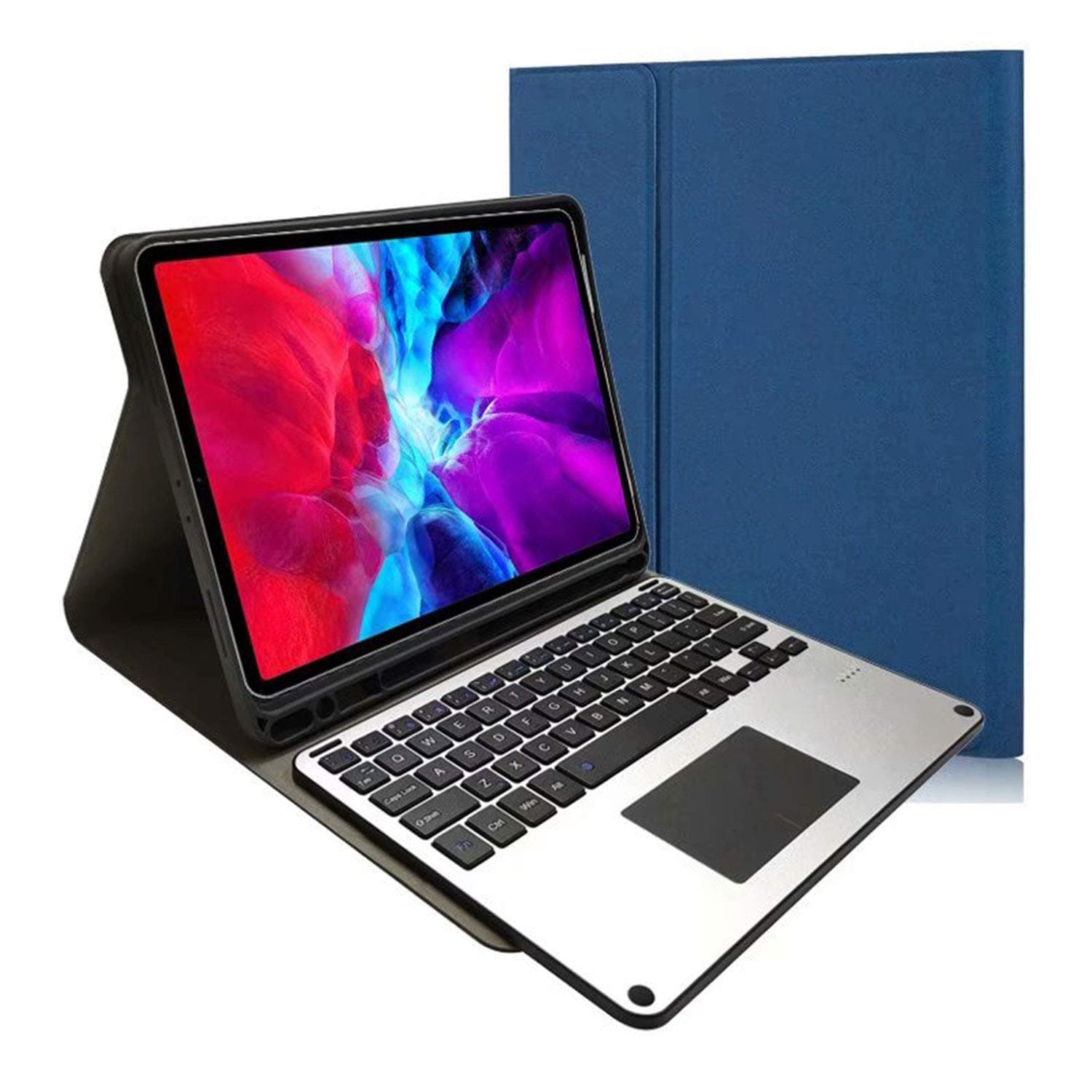 Protective Shell Case for New iPad Pro 11" 2020 Ultra Lightweight PU Leather Tablet Keyboard Shell with Touchpad Features for 11.0 inch iPad Pro 2nd Generation Models (Blue)