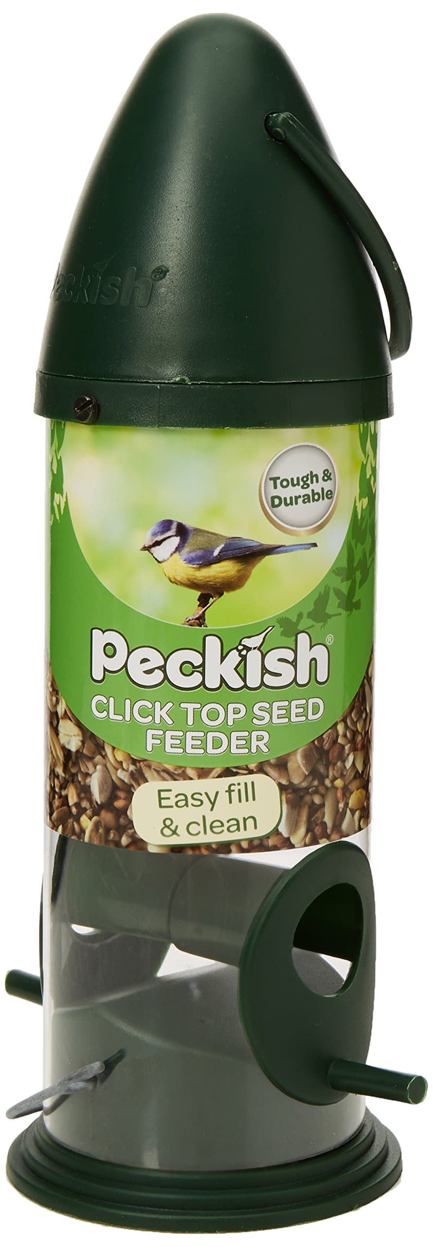 Peckish Click Top Seed Bird Feeder - Blue
