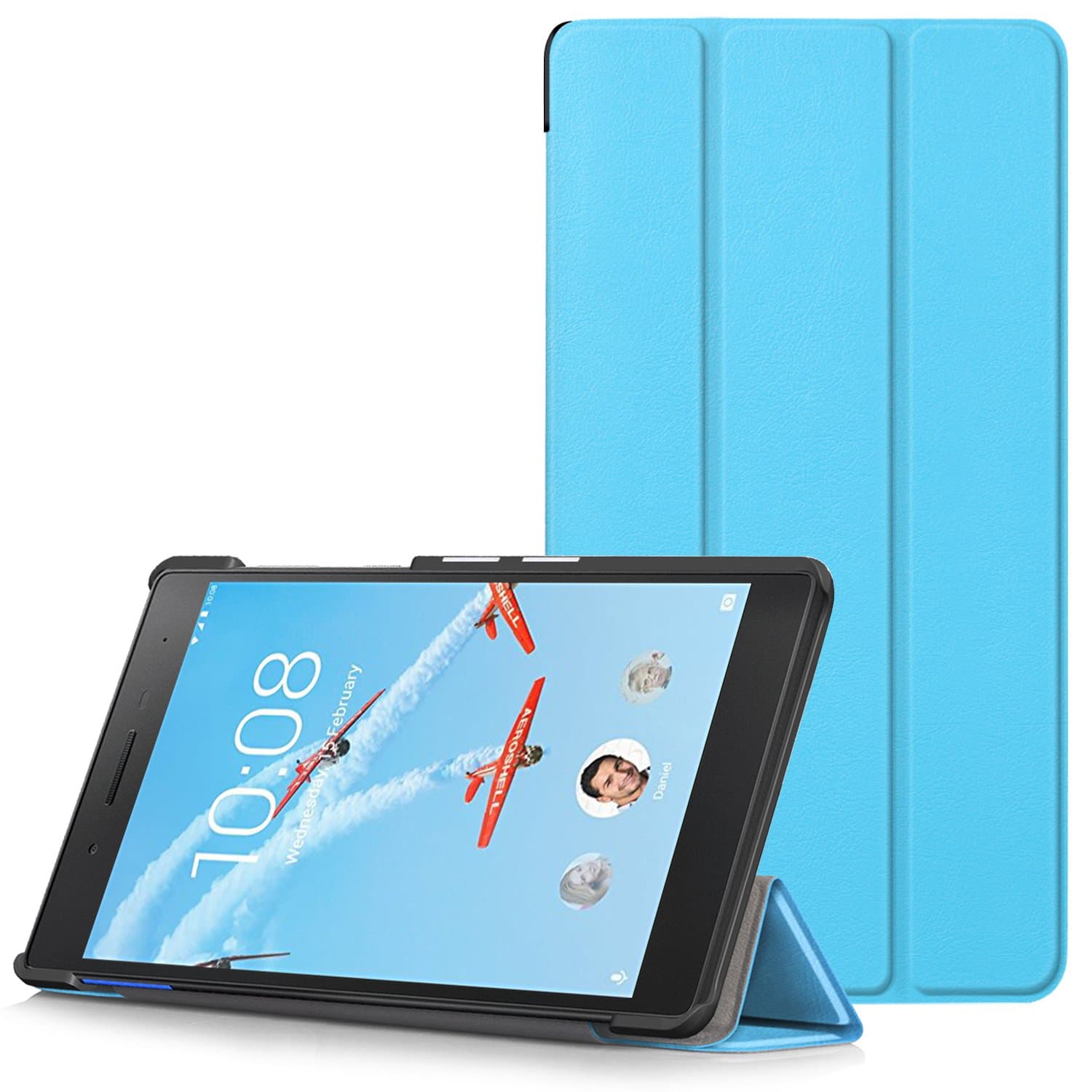 Lenovo Tab 7 Essential Case - Ultra Slim Lightweight Smart Shell Stand Cover for Lenovo Tab 7 Essential 7-Inch Android Tablet 2017 Release, Light Blue (NOT Fit Lenovo Tab3 7 Essential)