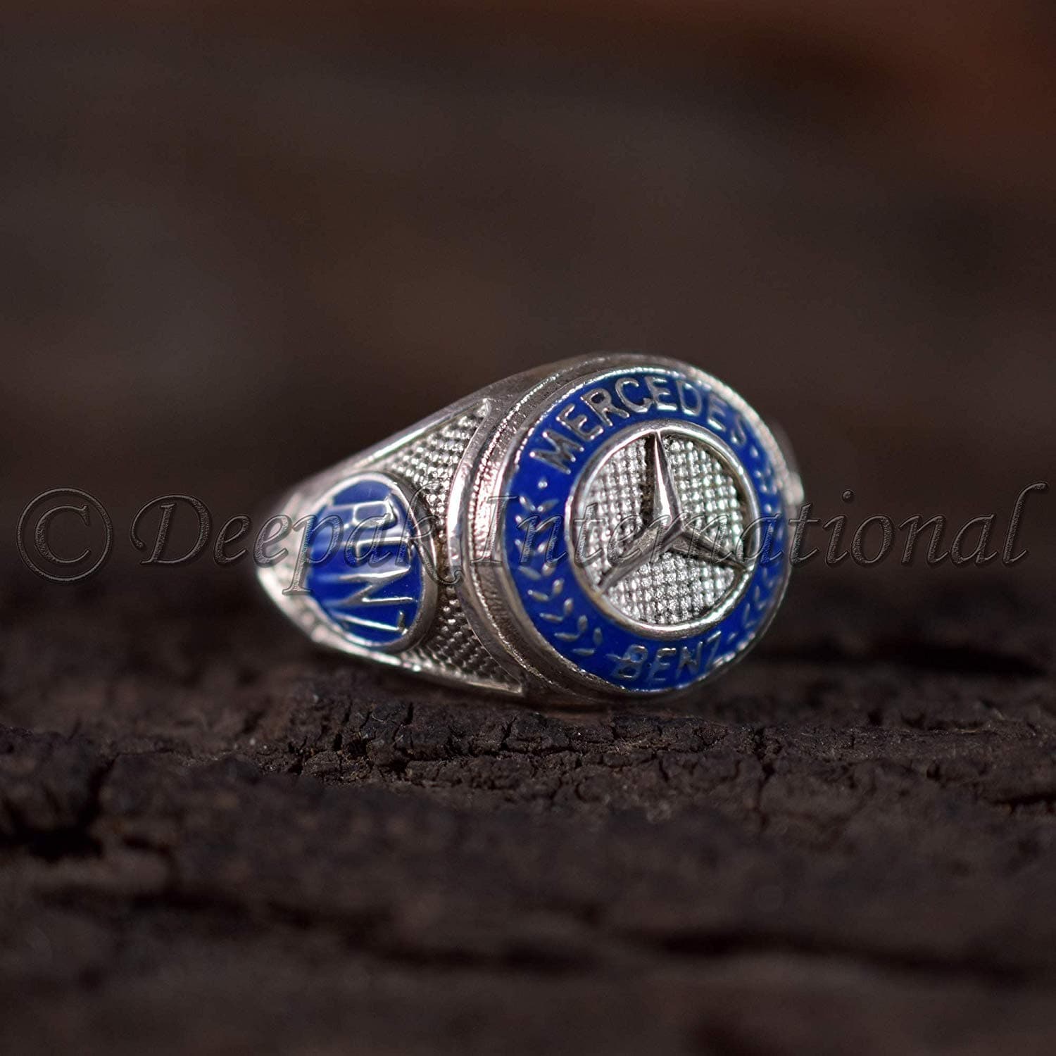 Mercedes Benz Ring, Designer Ring, Two Tone Ring, Textured Ring, Antique Ring, Beaded Ring, Personalized Ring, Custom Ring, Statement Ring, Handmade Ring, Birthday Gift Ring (DIJMR-11)