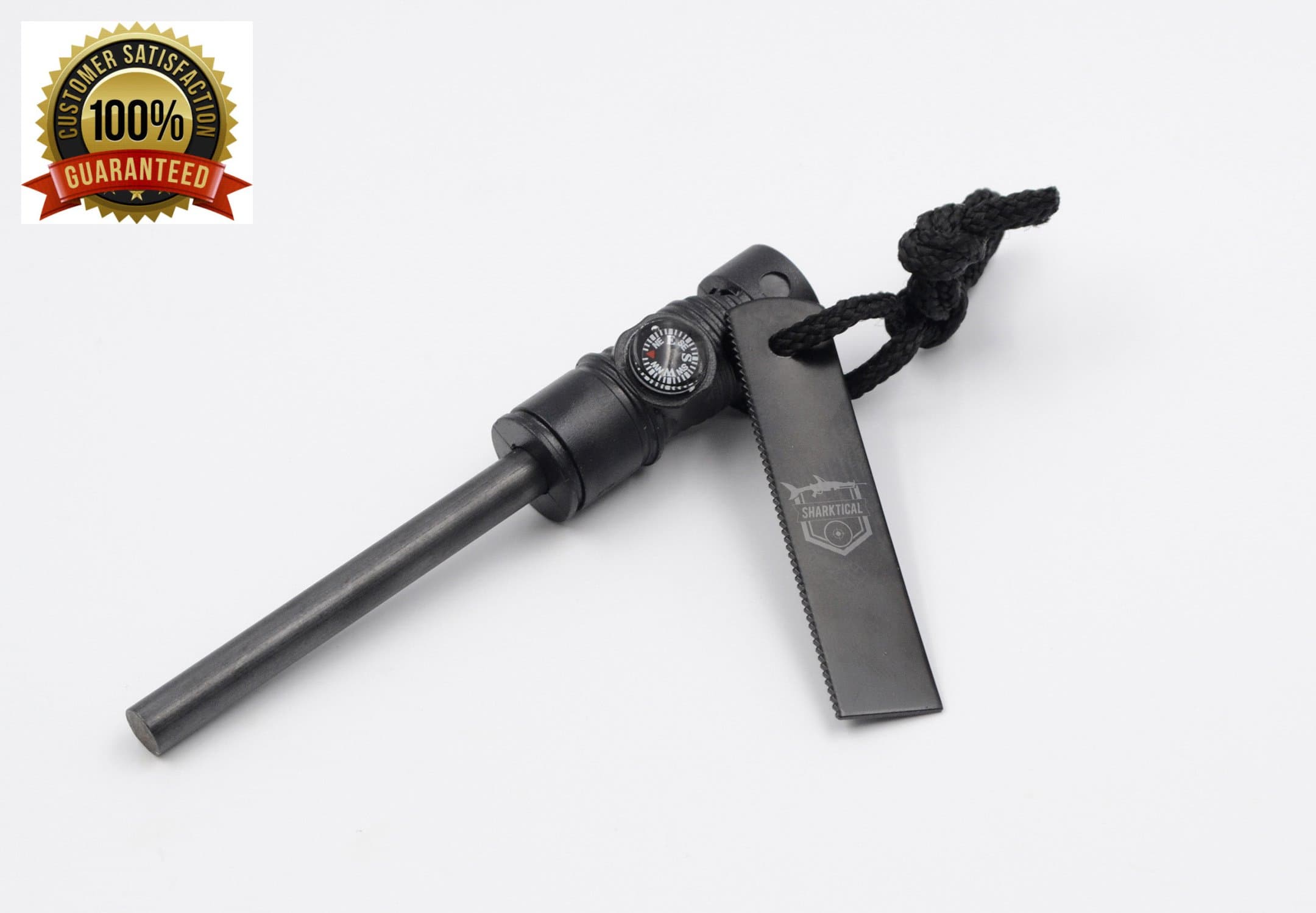 Sharktical Fire Starter Windproof and Weather Resistant - Start A Fire in Seconds - Large Magnesium Rod and Double-Sided Metal Scraper - Up to 15,000 Strikes - Portable at Only 5.5" Long