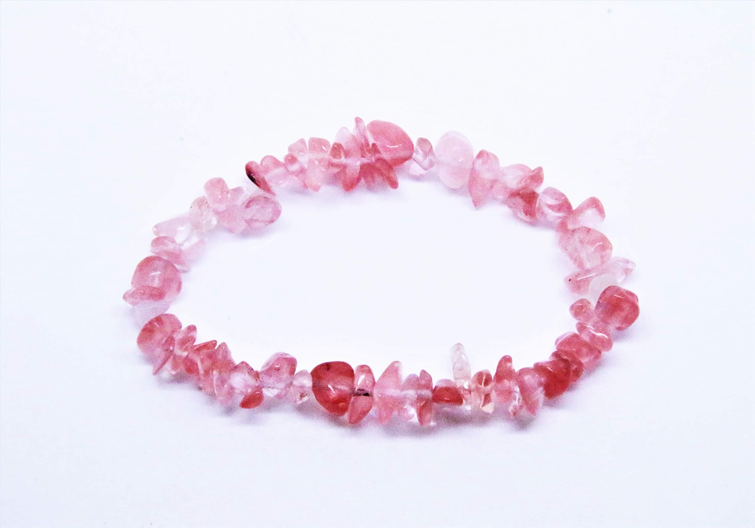 Crystal Chip Gem Bracelets - Quality Elasticated Bracelets (Rose Quartz)