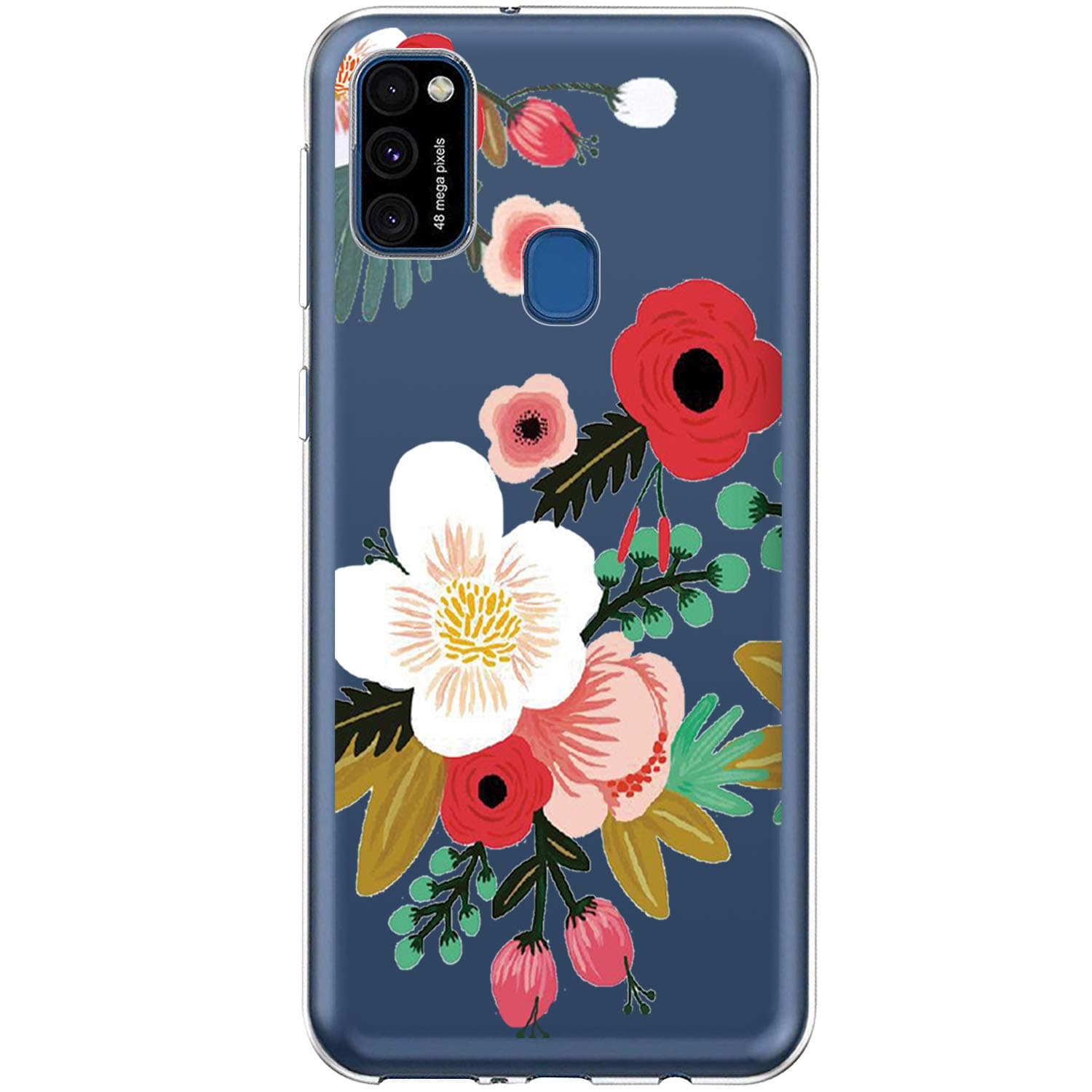 Case Compatible with Samsung Galaxy M31 Back Case Clear Soft Slim Transparent TPU Bumper Drop Lightweight Marble Flower Protective Phone Cover for Samsung Galaxy M31