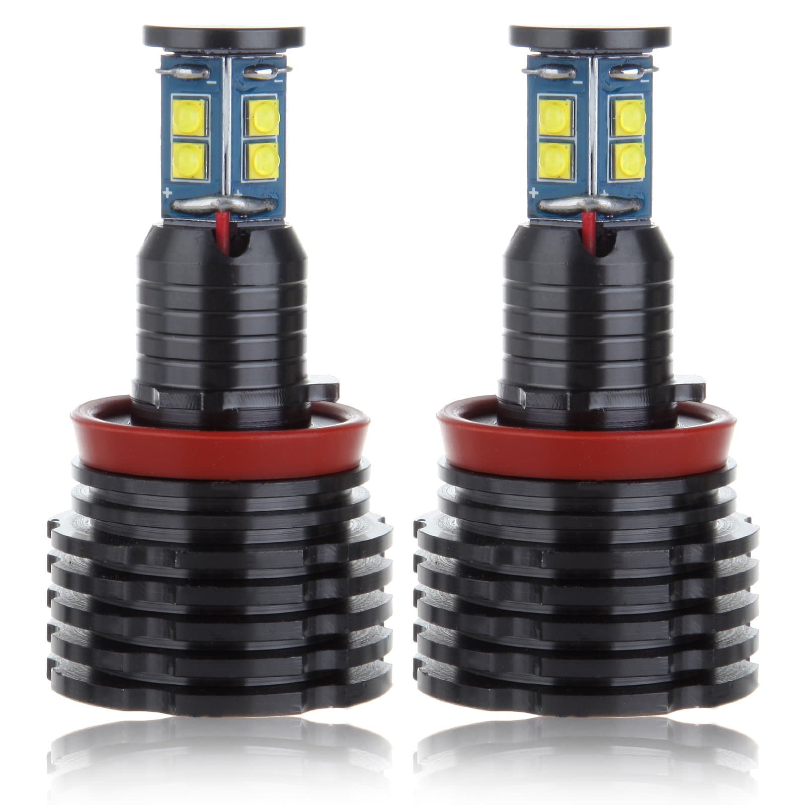 FINDAUTO H8 E92 Angle Eye LED Halo Ring LED Headlight Bulbs, 80W 2500Lumens 6000K Cree chips Conversion Kit, 2PCS