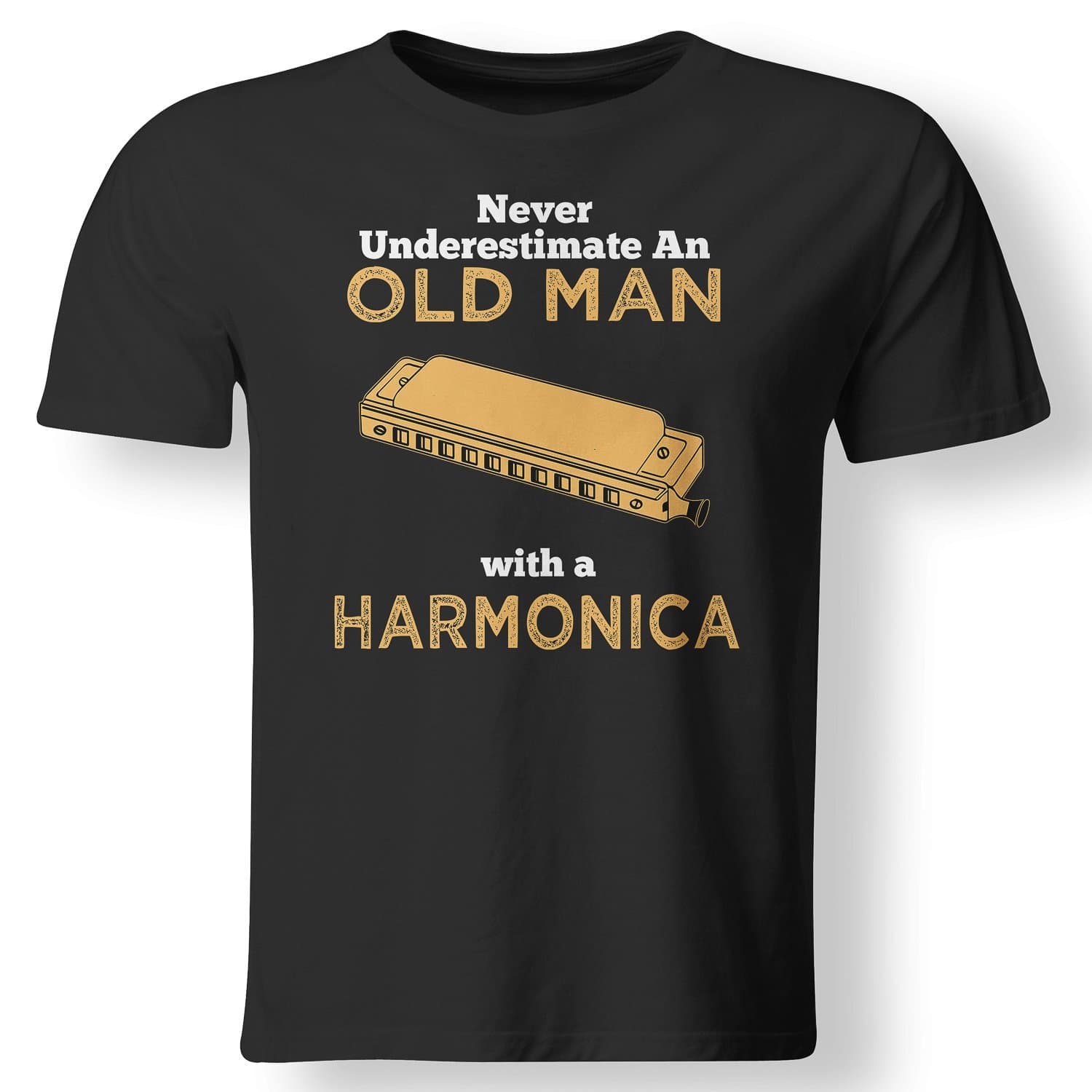 Aopdesign Never Underestimate an Old Man with A Harmonica Great Country Man Musical Gift T Shirt