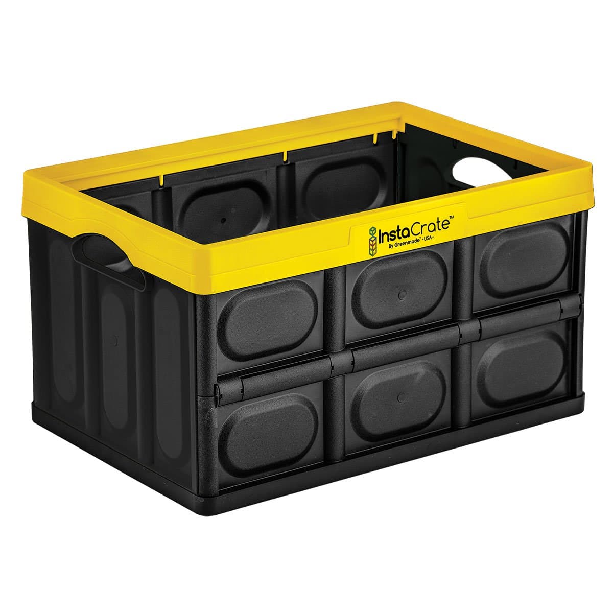 Collapsible Storage 46 Litre Box Crate Folding Stackable Plastic Container Colour:Yellow Size:One Size