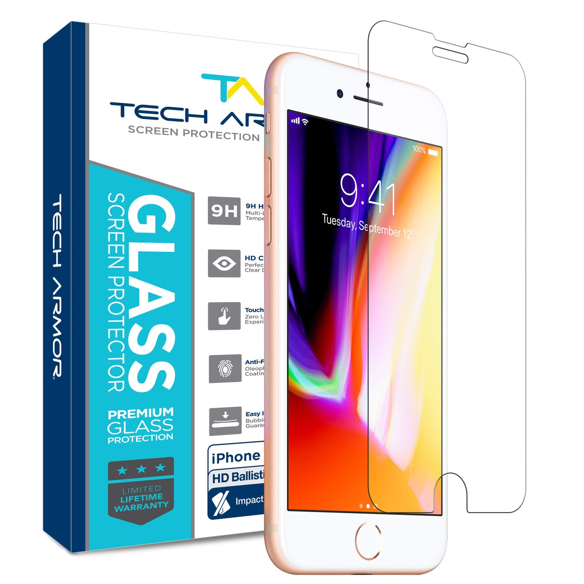 Tech Armor Apple iPhone 6 Plus, 6s Plus Ballistic Glass Screen Protector, Premium Tempered Glass for iPhone 6 Plus, 6s Plus Clear [1-Pack]