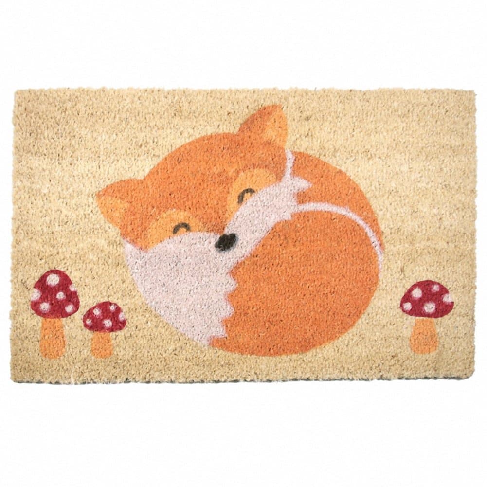 Coir Door Mat - Sleeping Fox and Toadstools
