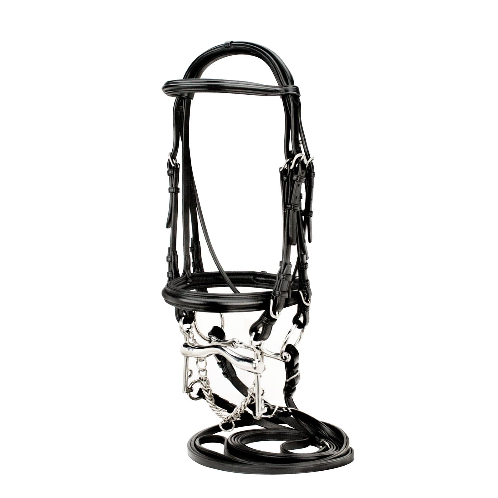 Toklat Silverleaf Raised Padded Double Bridle w/ 2 Pair Plain Reins