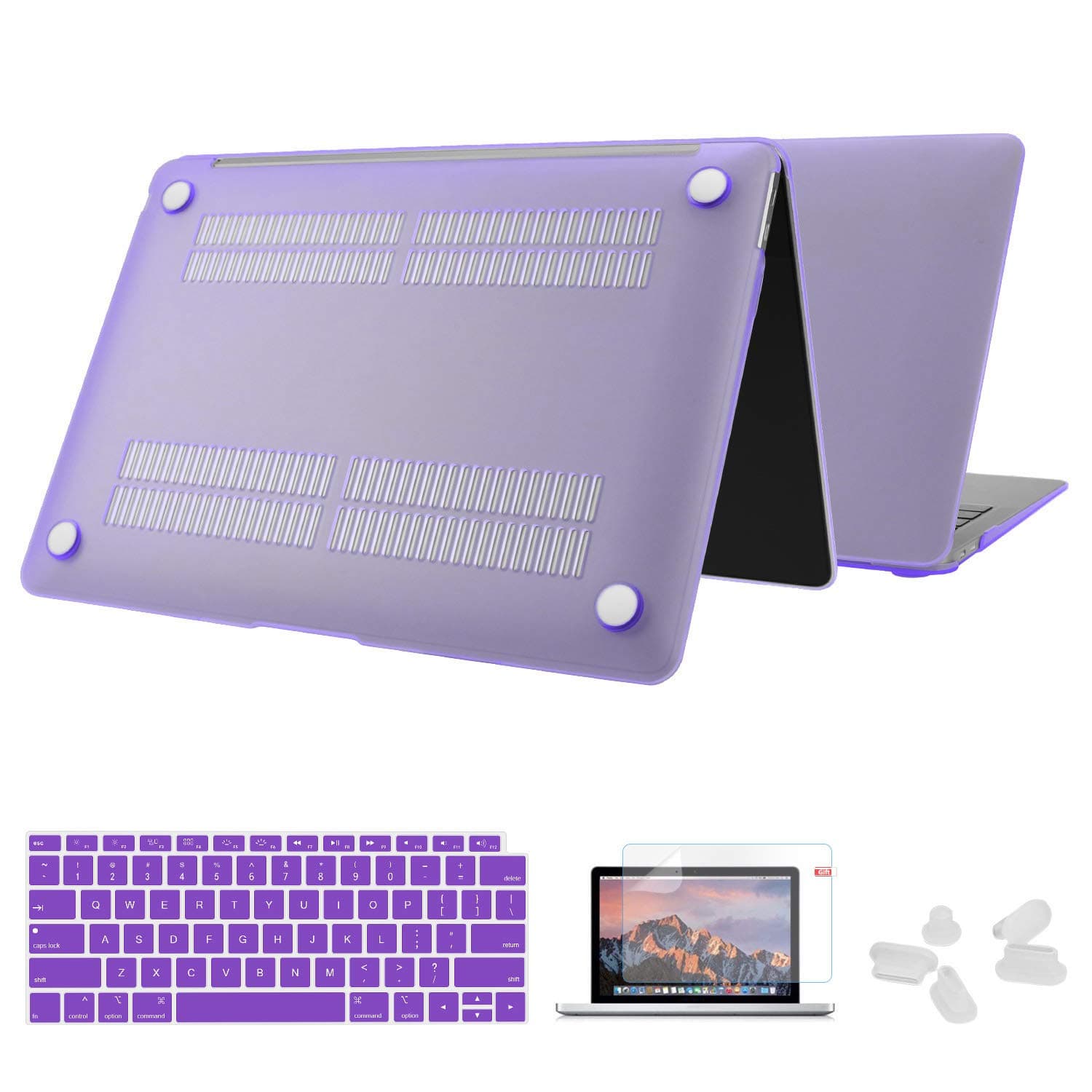 Utryit MacBook Pro 15 Case 2018 2017 2016 Release A1990/A1707 Shell, Hard Case Cover and Keyboard Cover for Apple MacBook Pro 15" (2018/2017/2016) with Touch Bar and Touch ID (Purple)