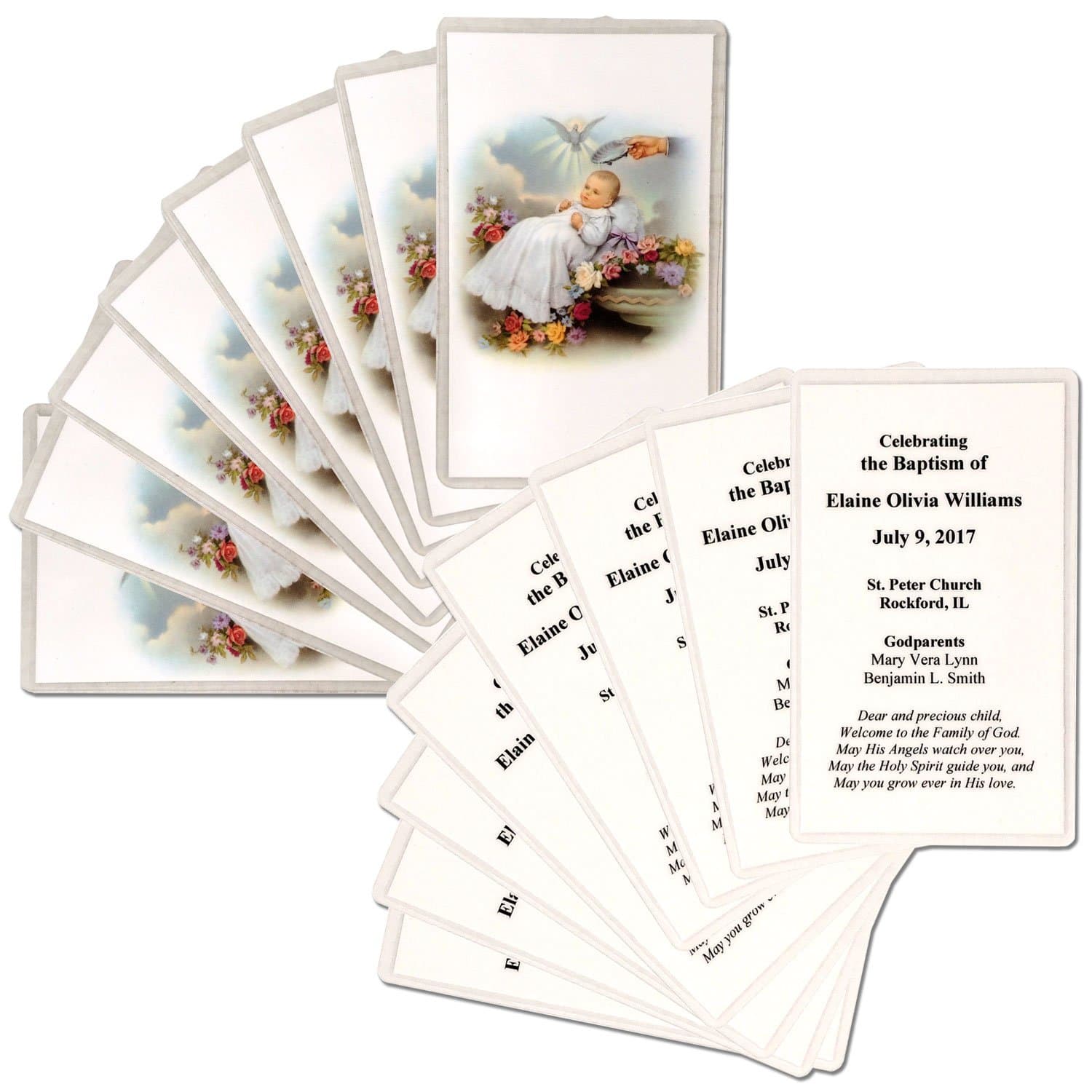 16 Personalized Baptism Holy Cards