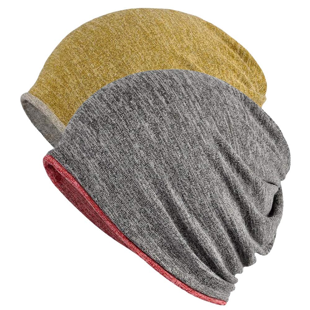2 Pack Multifunction Slouchy Beanie for Jogging, Cycling