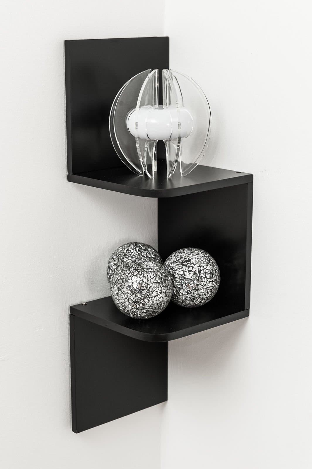 Floating Wall Mounted Corner ZigZag Shelf 2/3/5 Tier Storage Bookcase Display Unit Red White Black (2 Tier Black)