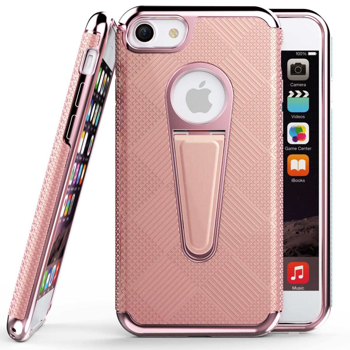 Elech iPhone 6S Plus Case, Friction & Drop Tested Lightweight Anti-slip Plaid Slim Anti-Scratch Anti-fingerprint Shockproof Protective Case with Kickstand for iPhone 6S Plus - Rose Gold
