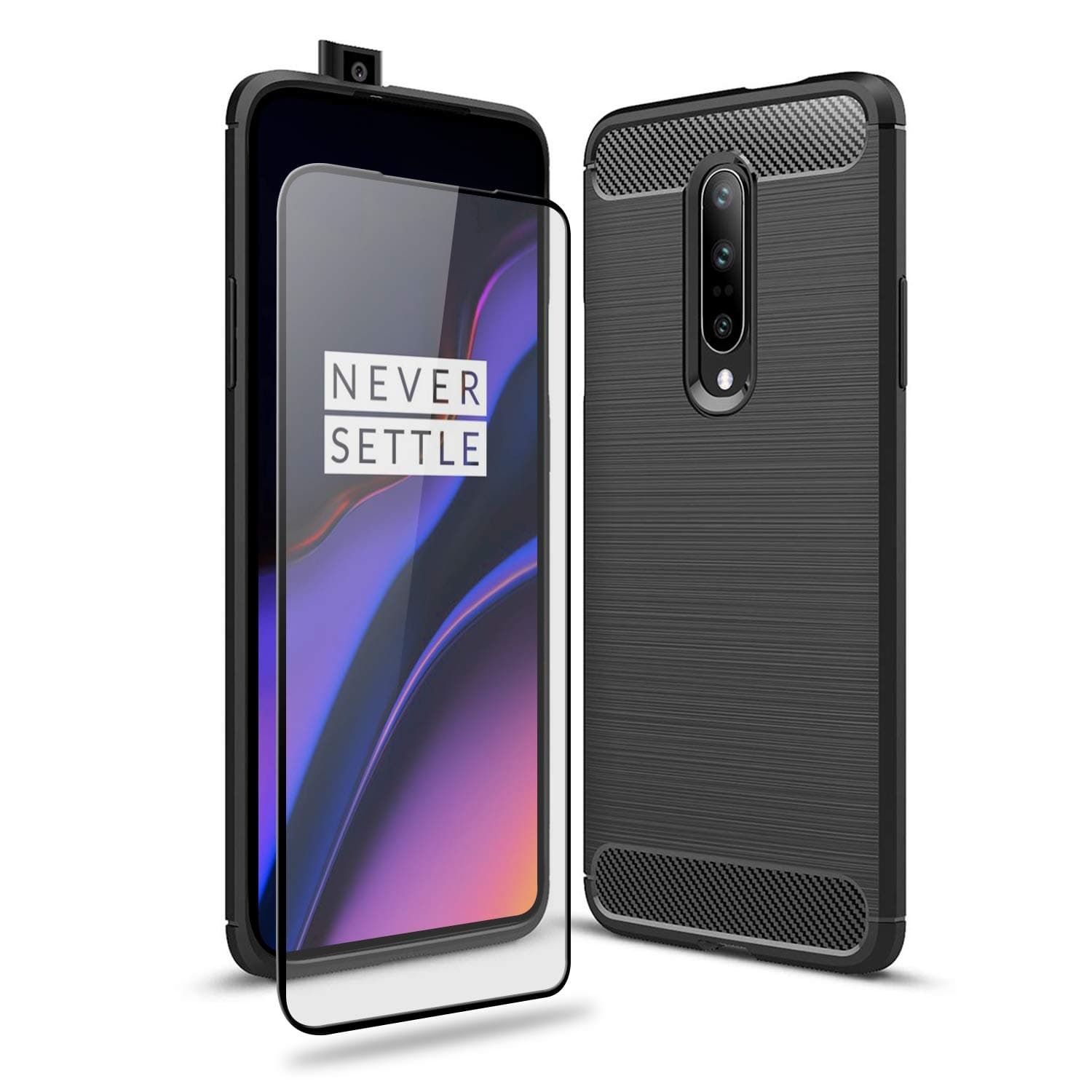 Olixar for OnePlus 7 Pro Case with Screen Protector - 360 Full Body Coverage Hard PC - Dual Layer Rugged Heavy Duty Cover - Shockproof Tempered Glass - Sentinel - Black