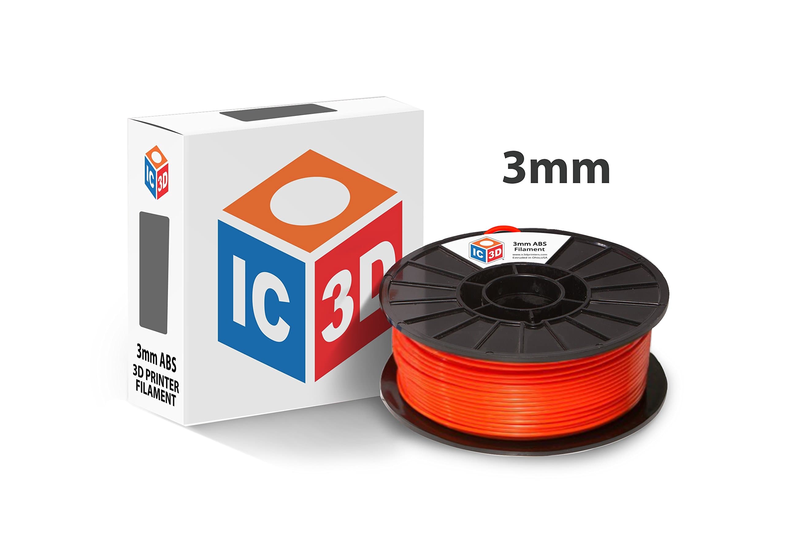 IC3D Orange 3mm ABS 3D Printer Filament - 2.1lb Spool - Dimensional Accuracy +/- 0.05mm - Professional Grade 3D Printing Filament - MADE IN USA