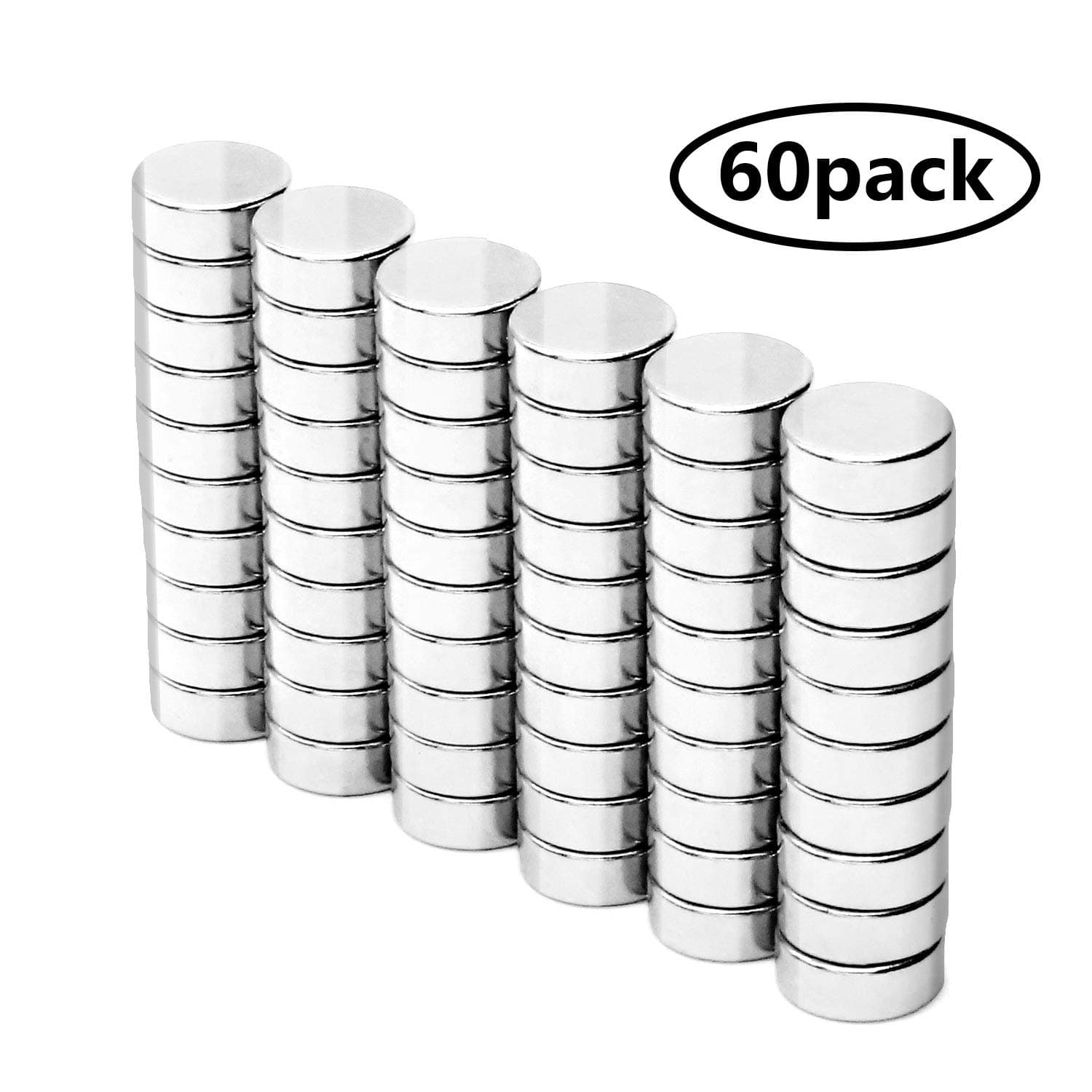 GRESAHOM Round Refrigerator Magnets - Strong 60 Pack Heavy Duty Rare Earth Neodymium Magnets for Fridge, Tools Organization, Hanging, Home, DIY, Kitchen (8x3mm)