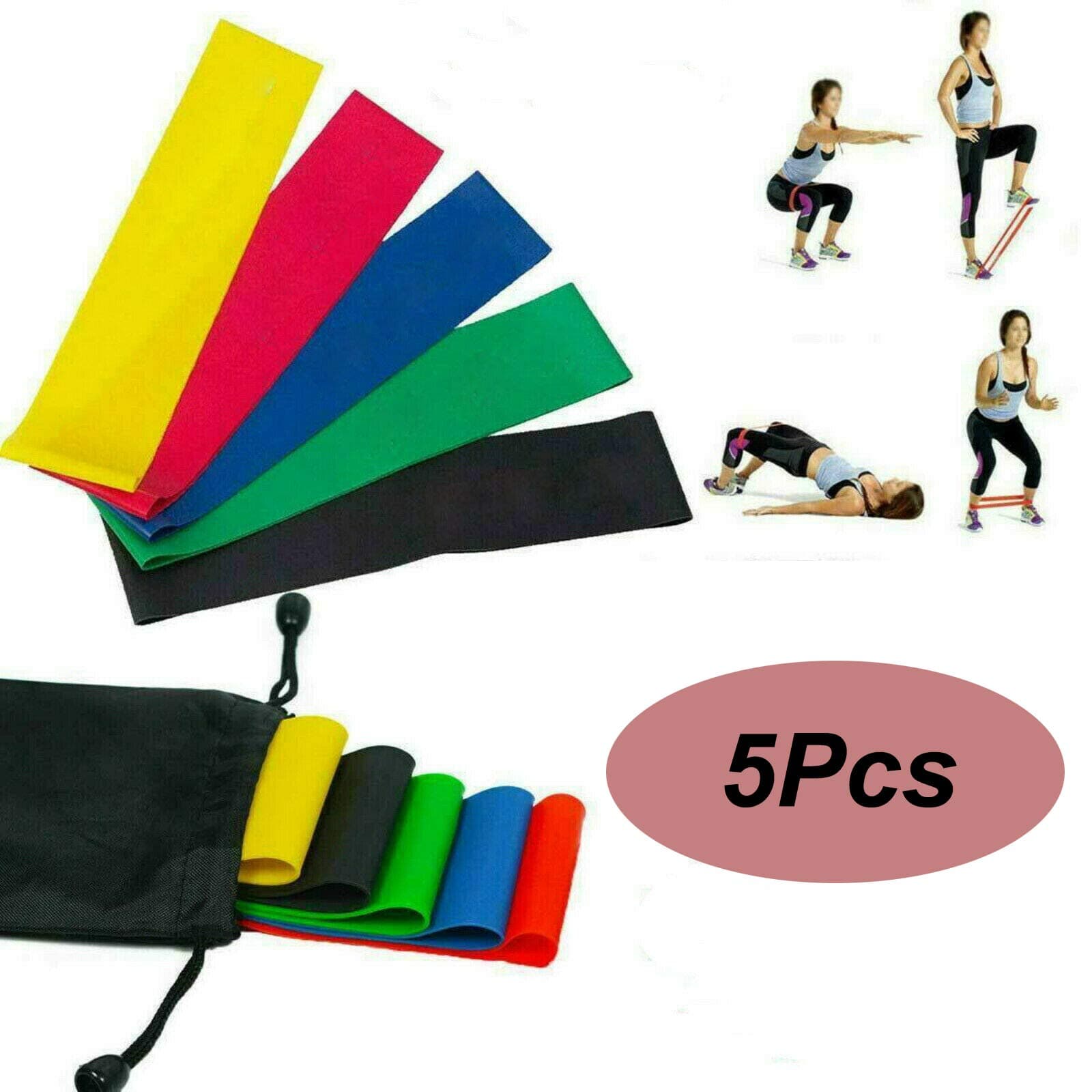 5PCS Resistance Loop Exercise Bands,Gliders Exercise Discs Core Sliders,Max Strength Resistance Loop Bands Booty Exercise Sports Home Fitness