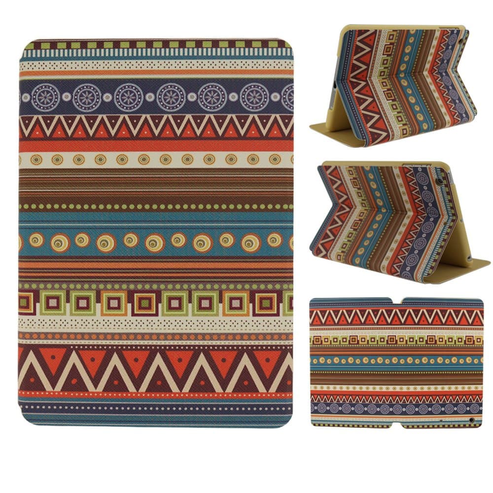 iPad mini 1 2 3 Case , PU Leather iPad Smart Cover Case with Sleep/Wake-up Function Flip Case,Colorful Painted Pattern Cover with Stand Set (Geometric pattern)