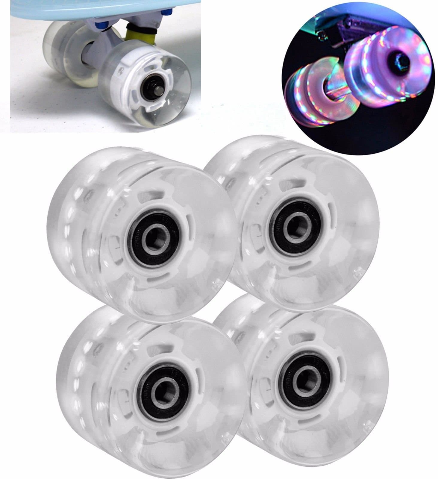 "Illuminated" Flashing While Crusing Wheels for 22" Penny Style Mini Cruiser Skateboard