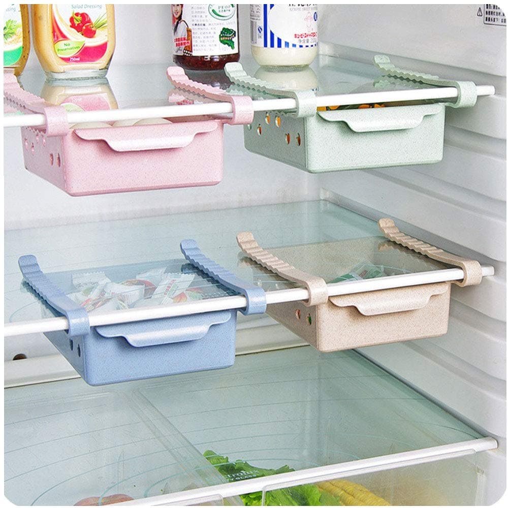 Plastic Kitchen Refrigerator Fridge Storage Rack Freezer Shelf Holder Kitchen Space Saver Organization, Space Saving Storage Shelf Organiser for Vegetables and Fruits
