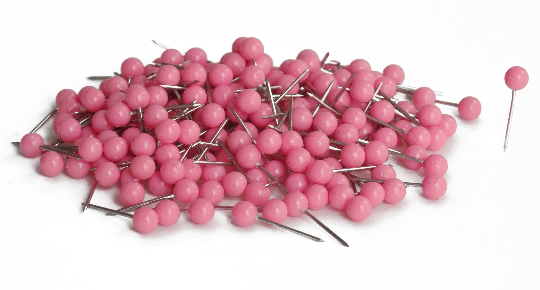 1/8 Inch Colored Plastic Small Round Ball Head Thumb Map Tacks Pushpins , 300PCS / Box (Pink)