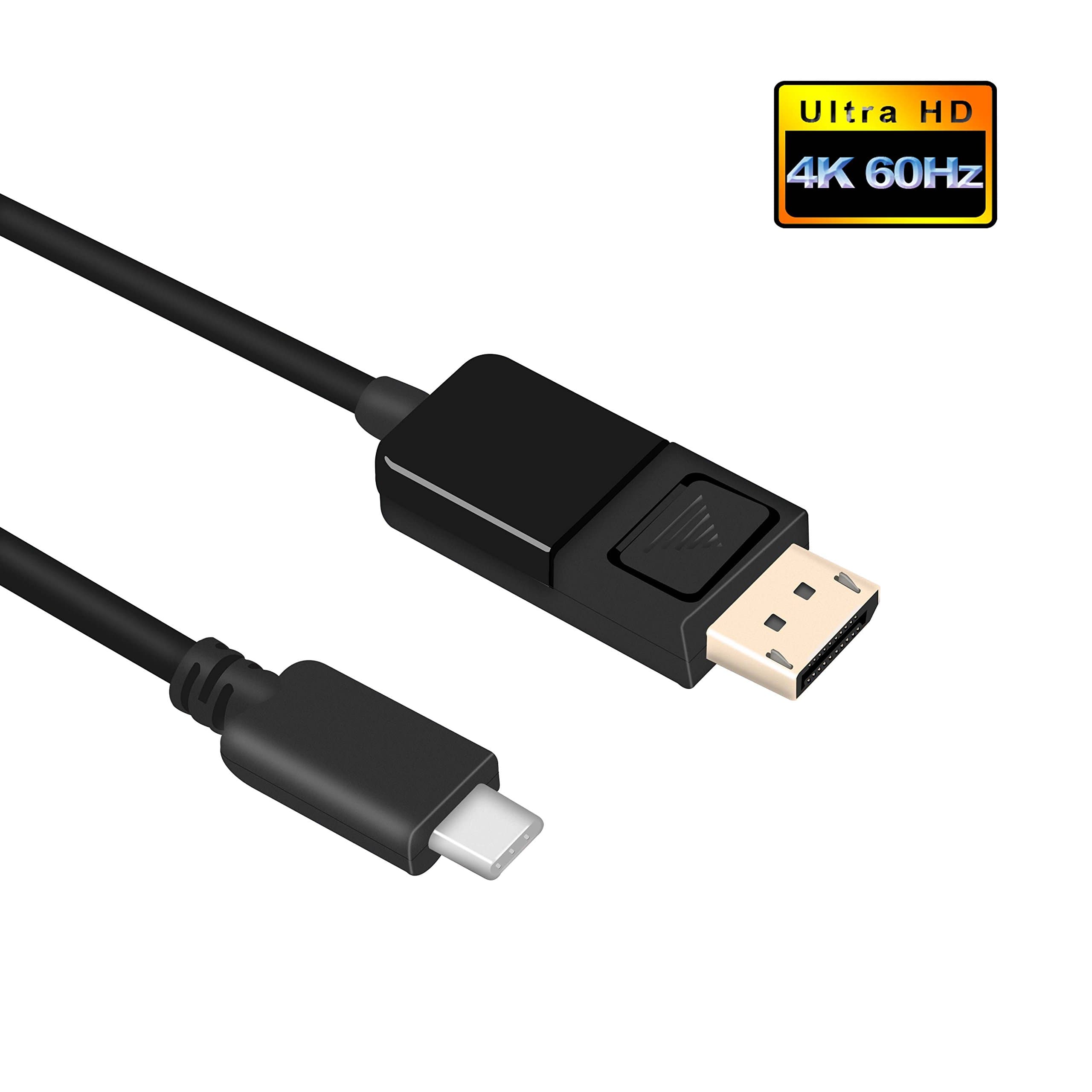 4U USB 3.1 Type C to DisplayPort/DP Cable Support 4K*2K@60Hz for MacBook Pro 2017 / Dell XPS 13/Galaxy S8 & More (Black,1.8M/6FT)