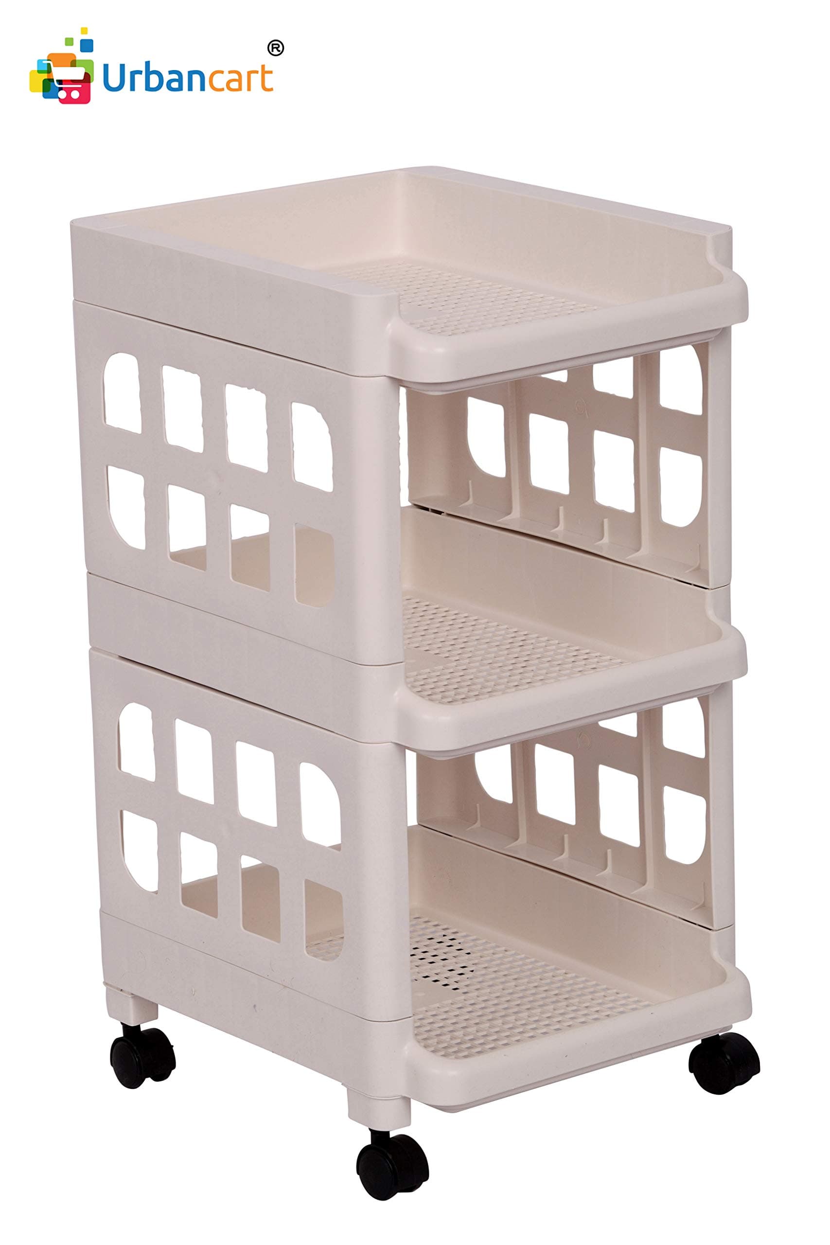 Urbancart® Multipurpose Plastic Kitchen Storage Organizer Trolley Rack (3 Tier)