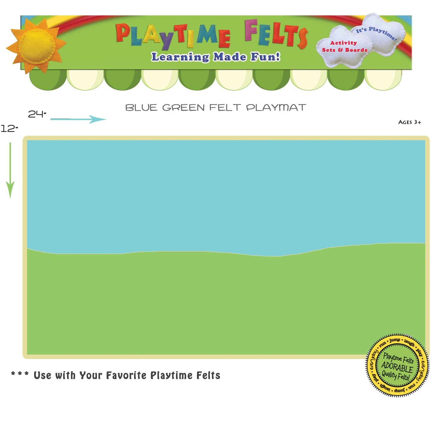 Blue Green Felt Playmat