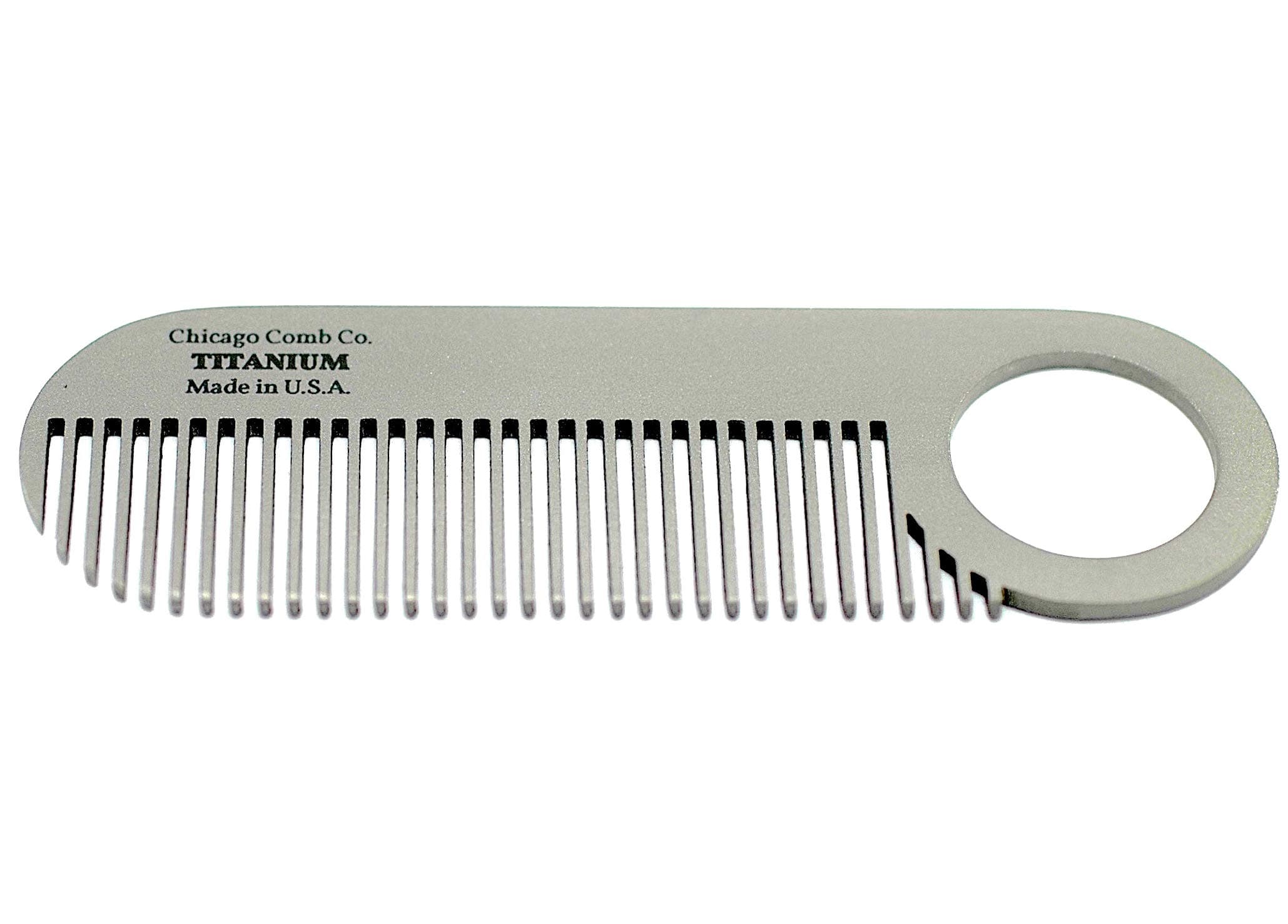 Chicago Comb Model 2 Titanium, Beard & Mustache comb, 4 in. (10 cm) long, Made in USA