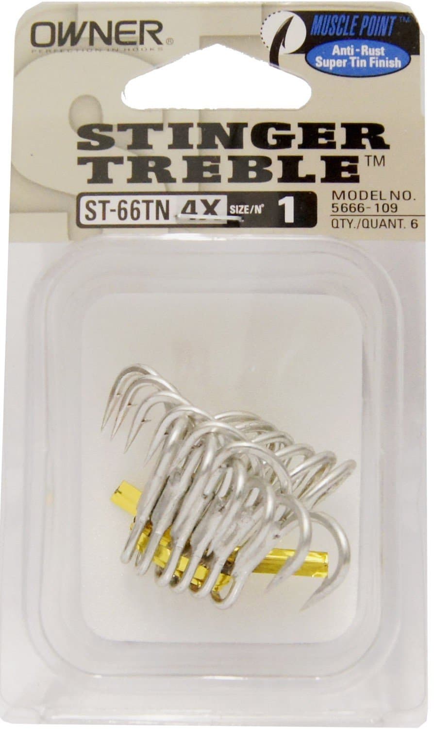 Owner ST66 4X Treble Hooks Size 1 Tin