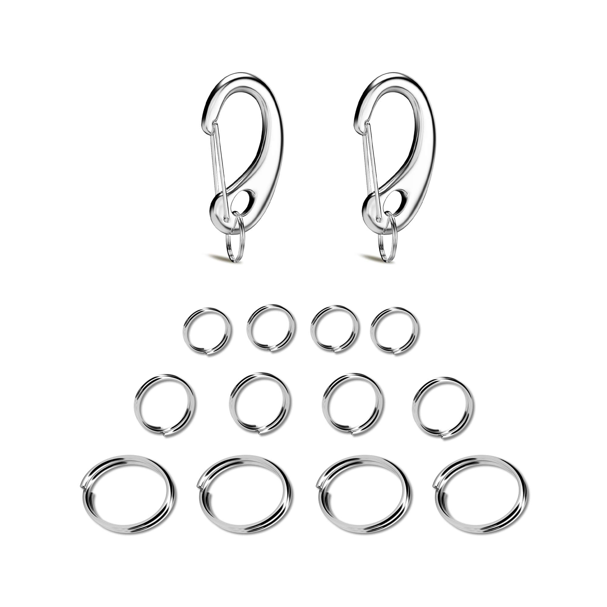 DivotiLeash King Pet Tag Quick Clip/Sping-Load Hook Combo for Pet ID Tags - 2 Standard w/Pack of Split Rings