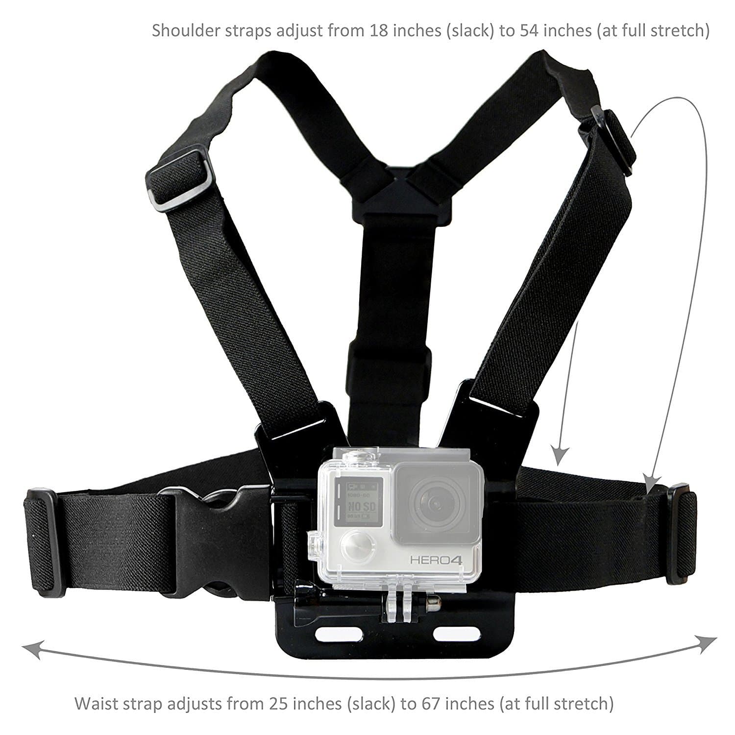 Adjustable Elastic Single/Double Shoulder Chest Strap Mount Harness Belt for GoPro Hero 7, 6, 5, 4, 3+, 3 Session Other Action Cameras Accessories (Double Shoulder)