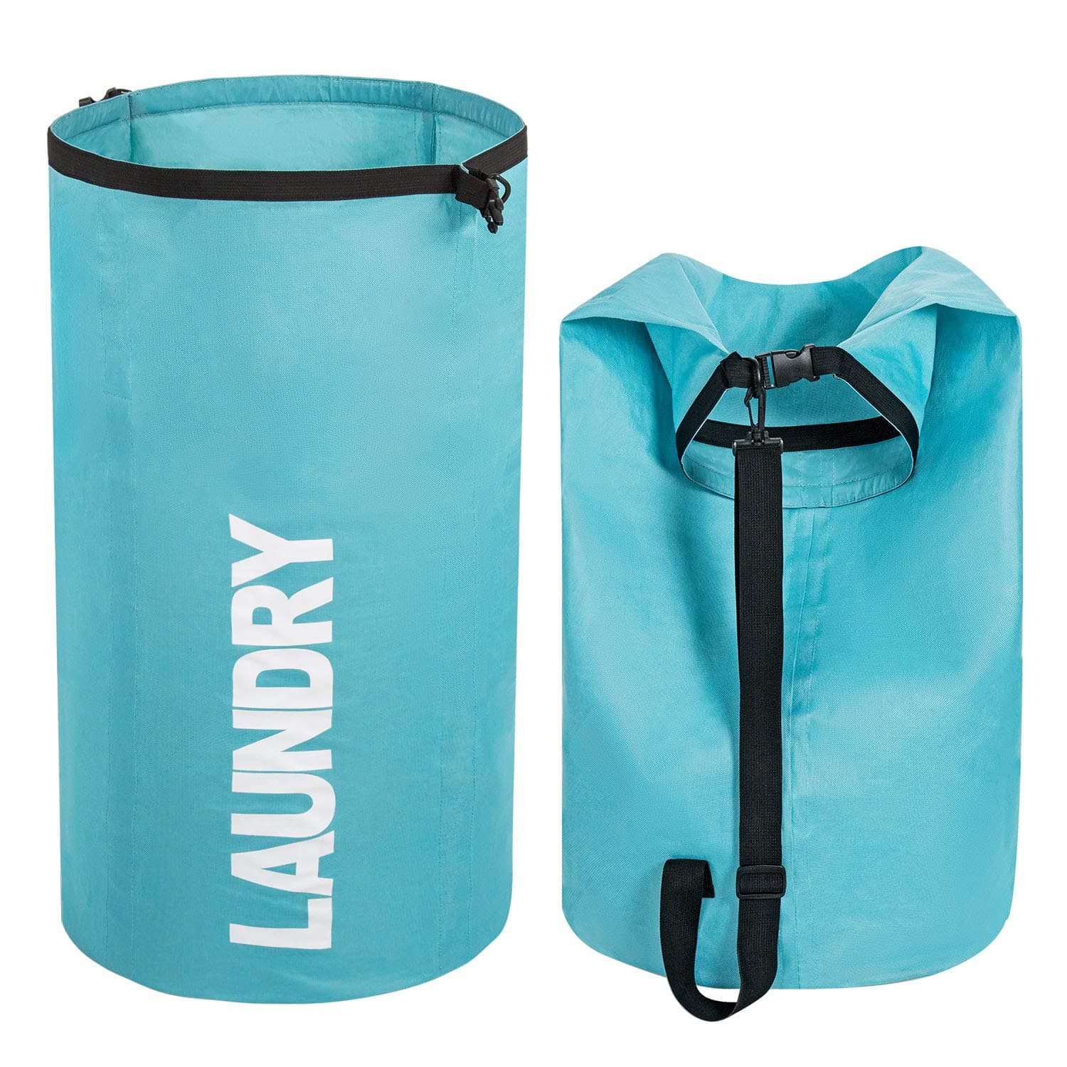 ZERO JET LAG Large Collapsible Laundry Hamper Tall Laundry Basket 6 Color 106L Round Dirty Clothes Hamper Foldable Waterproof Bag Standing Laundry Bin Heavy Duty Laundry Liners (Light Blue)