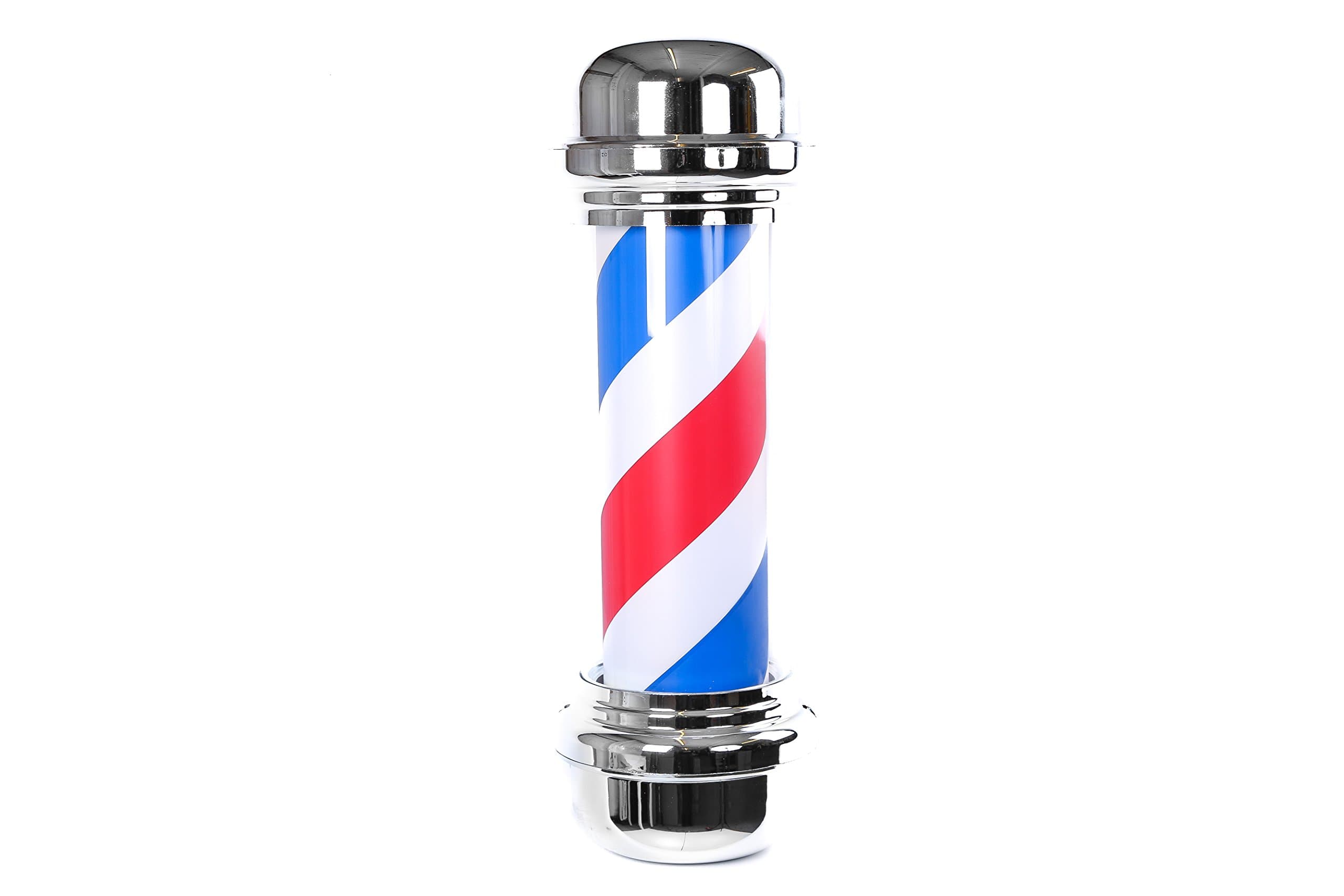 NEW LED LIGHT BRIGHTER AND ENERGY EFFICIENT BARBER POLE CLASSIC ILLUMINATING ROTATING IN WHITE, RED & BLUE