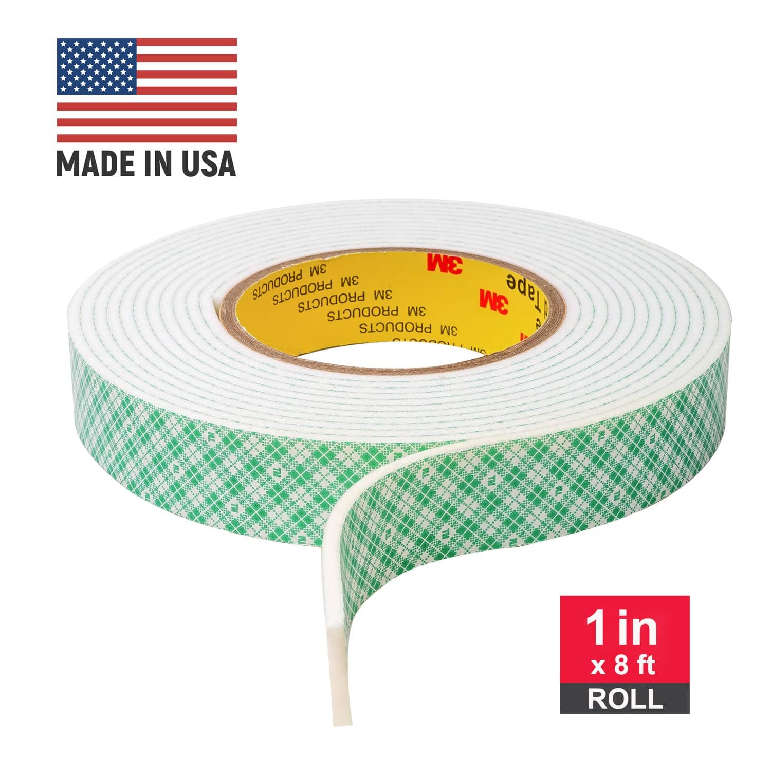 Double Sided Tape for Scrapbooking, Card Making, Craft Projects, White Foam Tape, 1 in x 96 in by Volarium