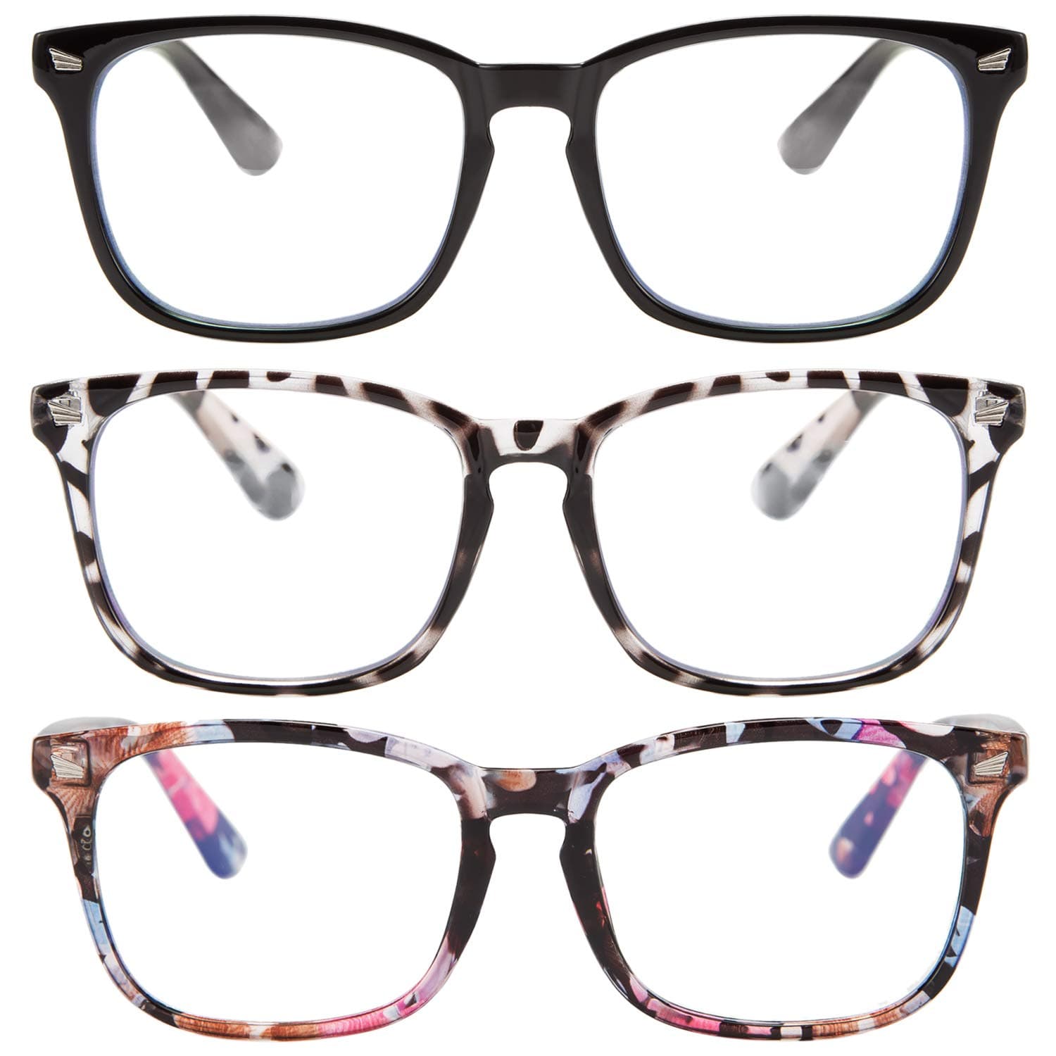 Karsaer Blue Light Blocking Glasses 3 Pack Computer Gaming TV Phones Anti Eyestrain for Women Men