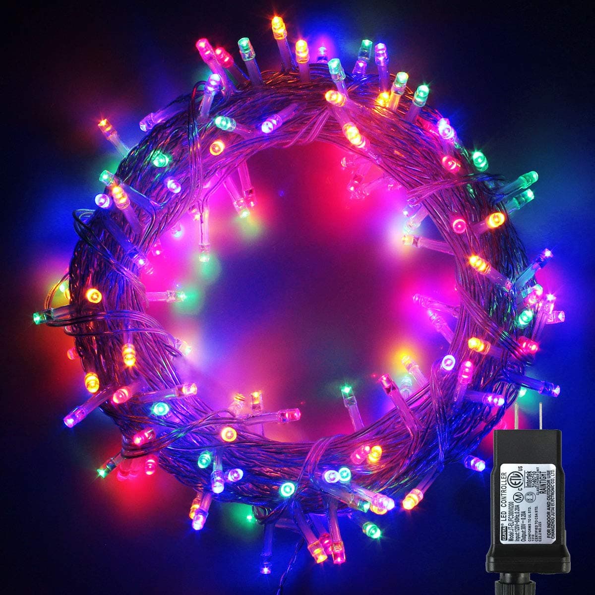 LED Christmas Lights on Clear Cable with 8 Light Effects, Low Voltage String Fairy Lights, Indoor and Outdoor Lights for Xmas Tree Garden Party Halloween Thanksgiving Festival (400 LEDs,Multi Color)