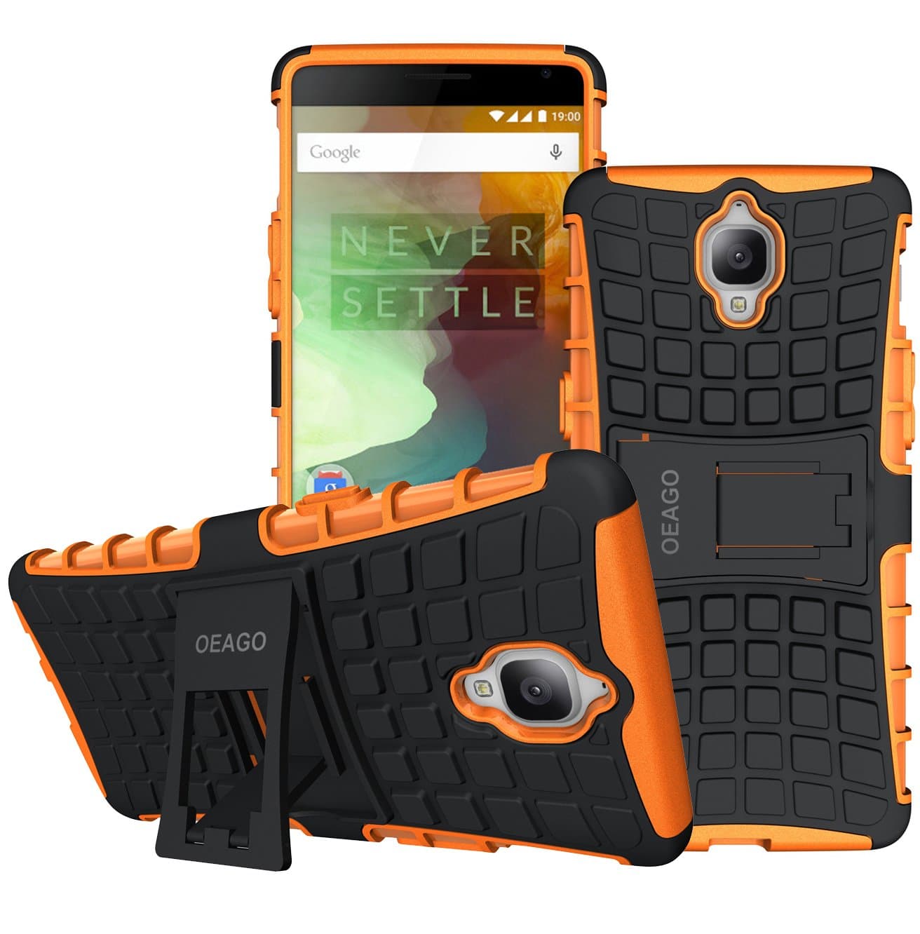 OnePlus 3T Case, OnePlus 3 Case OEAGO [Shockproof] Tough Rugged Dual Layer Protective Case with Kickstand for OnePlus 3T / OnePlus 3 - Orange