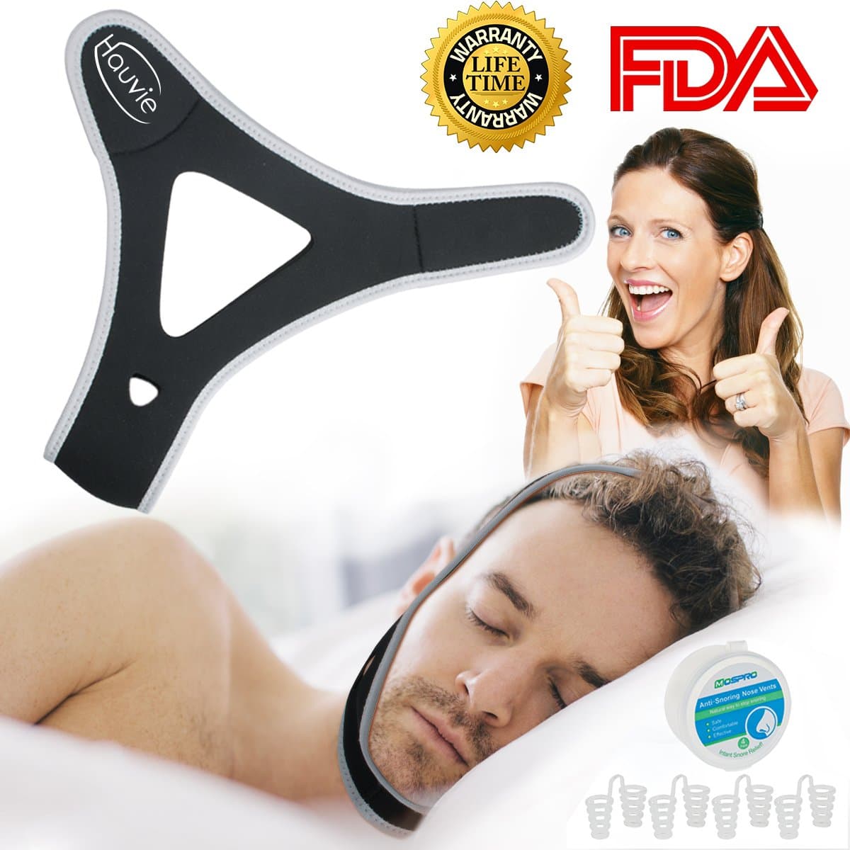 Stop Snoring Chin Strap with 4 Set Nasal Dilators, Effective Snoring Solution Anti Snoring Nose Vent Snore Reduction Snore Relief Mouth Breathers Sleep Aid Devices Snore Stopper For Men Women Kids