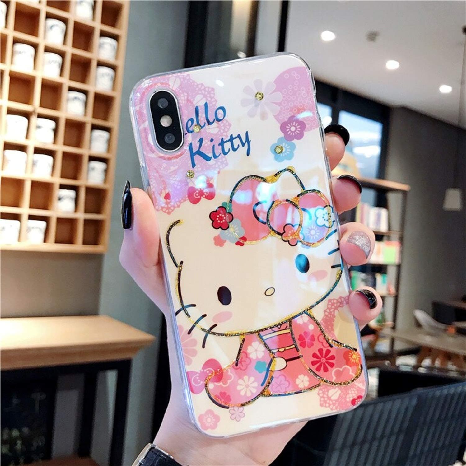 Cartoon cat Phone Case for iPhone 11 Pro max Hello Kitty Girly Women's for iPhone XR X XS max 6 6s 7 8 Plus case Cover (2, for iPhone 11)