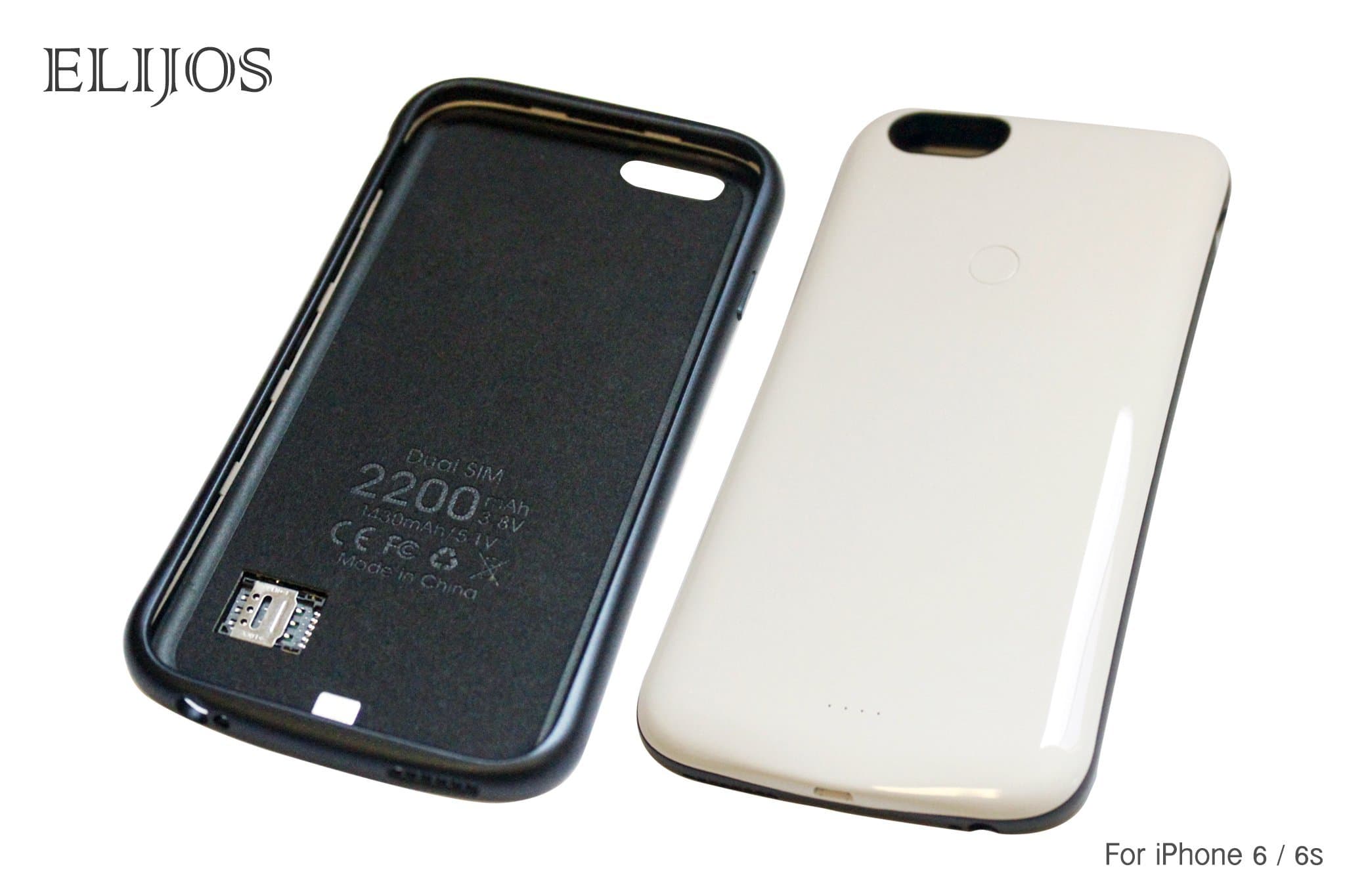 iPhone 6 / 6s 3 in 1 smart battery case (case / power bank / dual sim dual standby) (iOS 7.0 or Above, Bluetooth V4.0 or Above), 2200 mAh by ELIJOS