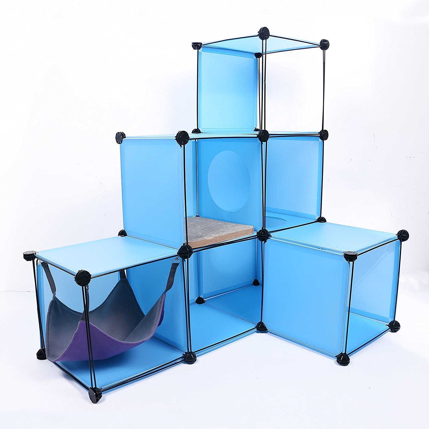 RayCC Cat Cube,Cat Condos, Cat Playing House Kitty Hideout with Scracher and Hammock