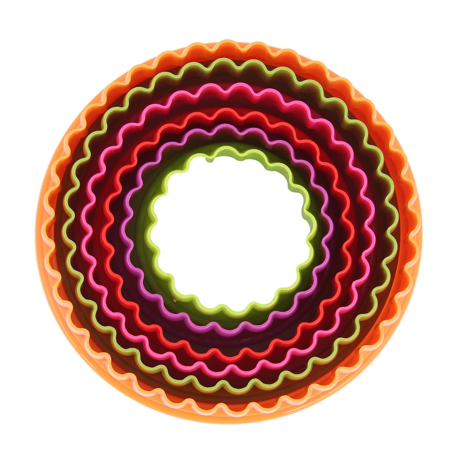 1st Choice Plastic Two Sided Round Cookie Cutter Set Dual-Sided Biscuit/Cookie Dough Cutter Set, Straight Round and Scalloped Flower Edged (6 Pc)