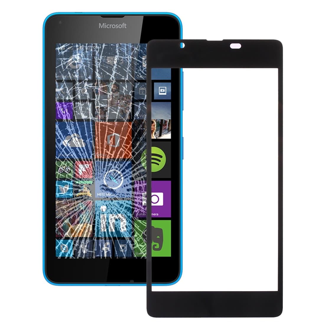 Microsoft Lumia 540 (Black) – Front Screen Replacement Display Glass Front Display Glass Glass Screen with Frame