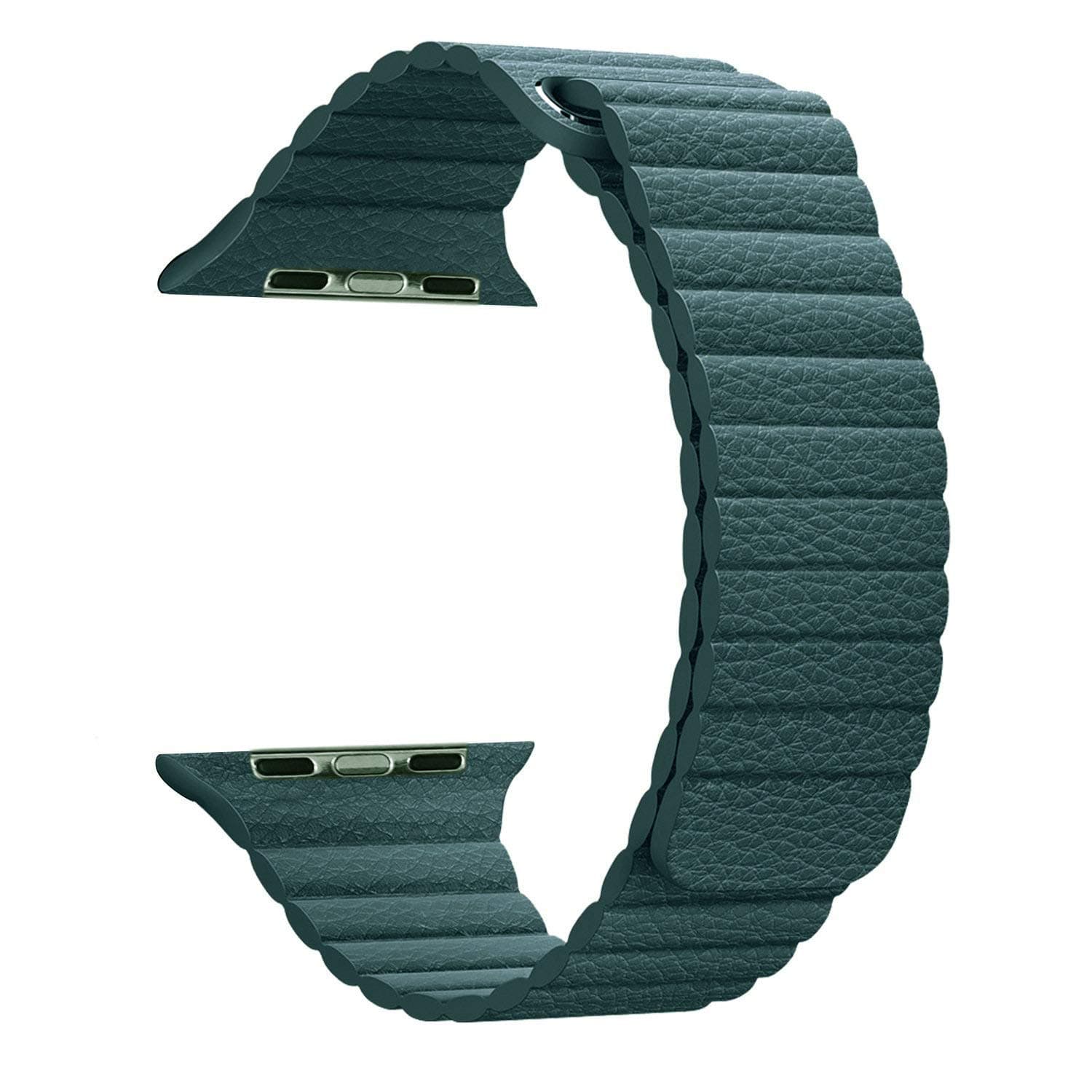 MaKer Leather Loop Band with Magnetic Closure Compatible with Apple Watch Series 5/4/3/2/1-L/M (44mm/42mm,Forest Green)
