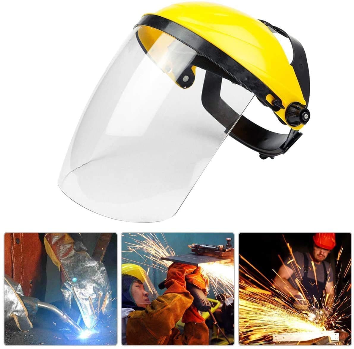 BLCVC Safety Face Shield, All-Purpose Welding Face Shield Headgear Safety Mask Grinding Protective Gear Face Shields Anti-Splash Eye Protection