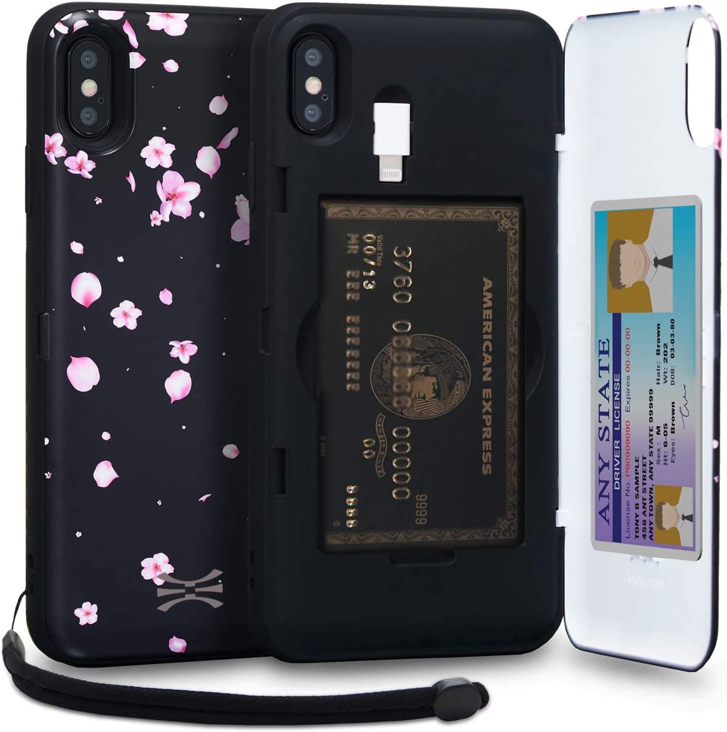 TORU CX PRO Case for iPhone Xs Max, with Card Holder | Slim Protective Cover with Hidden Credit Cards Wallet Flip Slot Compartment Kickstand | Include Mirror, Wrist Strap, Lightning Adapter - Flowers